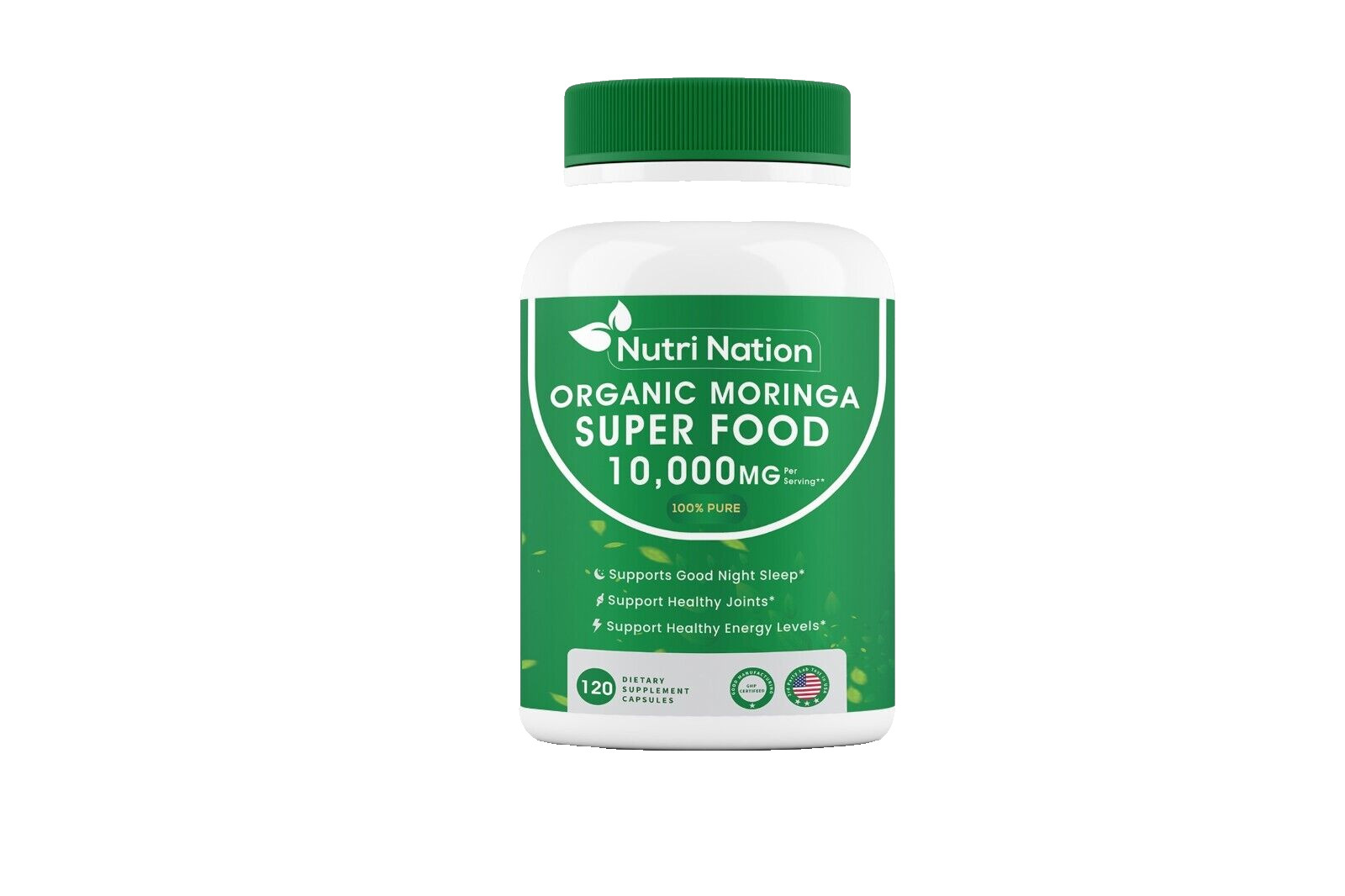 Organic Moringa Supplement 120 capsules 10,000mg