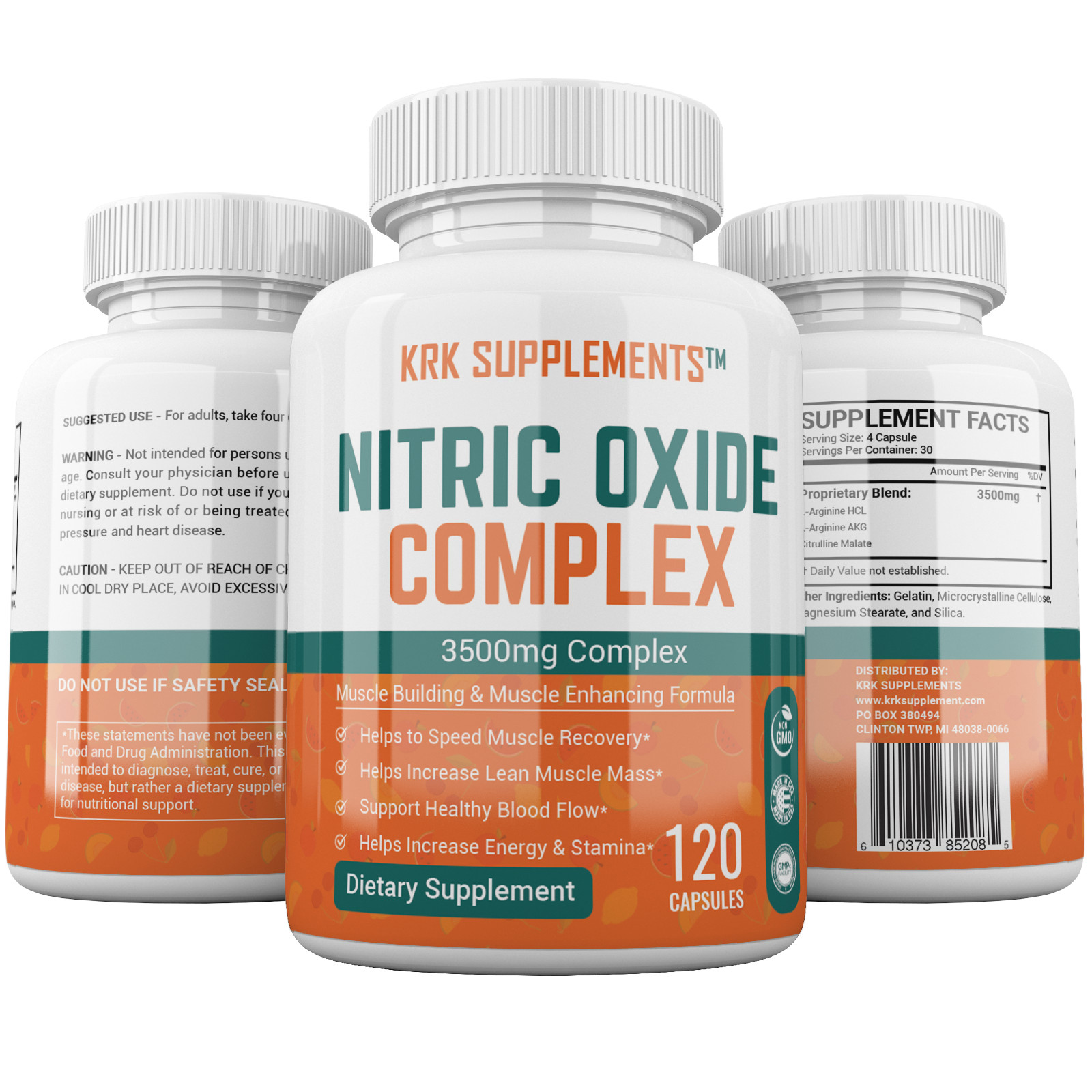 1 Nitric Oxide 3500mg L-Arginine AKG Citrulline Keto Muscle Pump Growth Pills