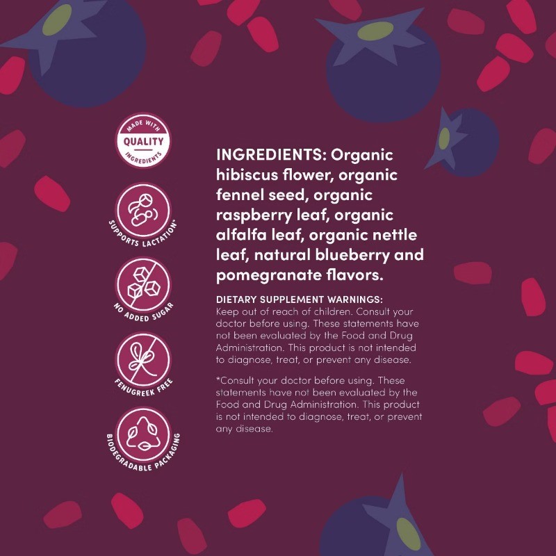 Lactation Blend Blueberry Pomegranate Bagged Teas – 28 Servings