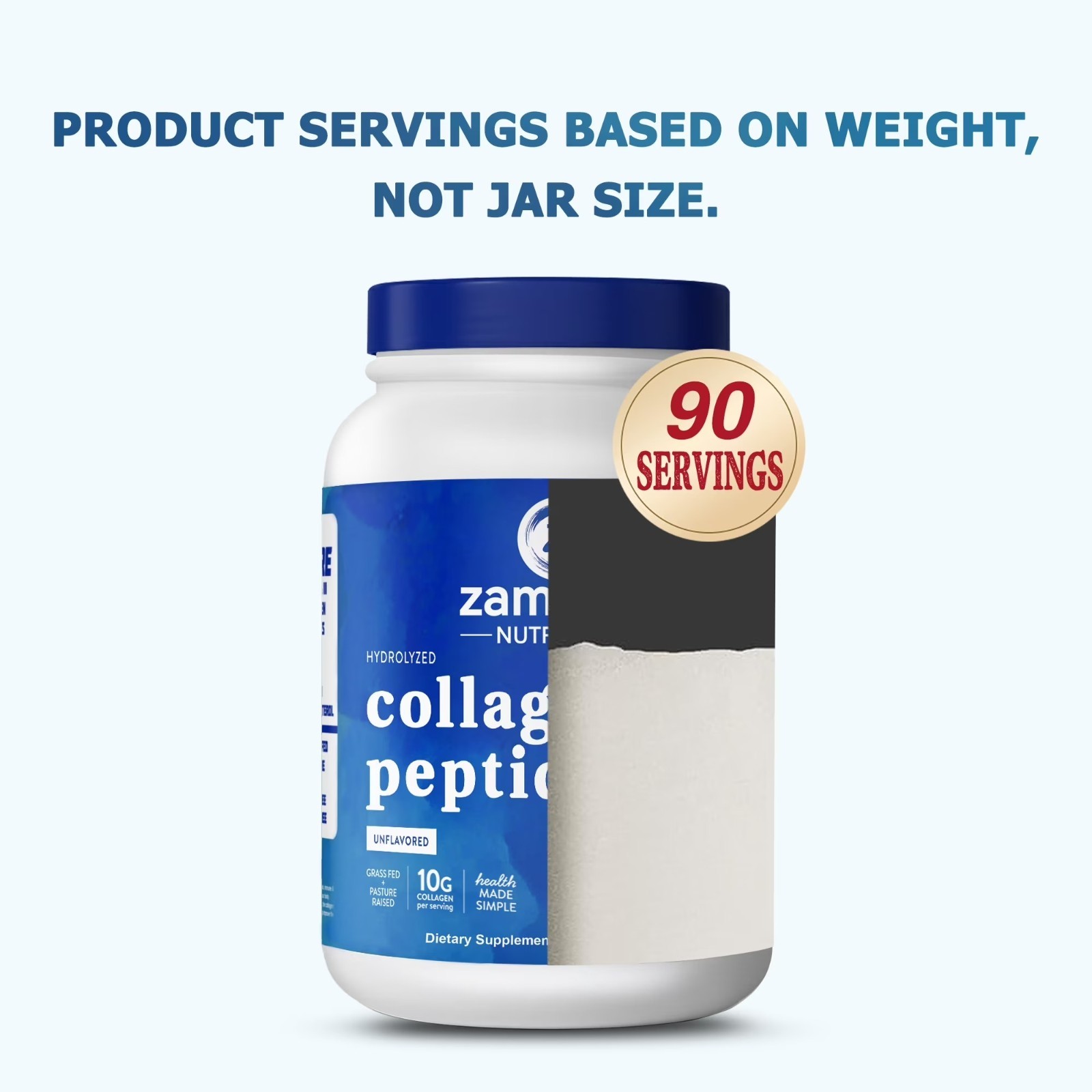 Zammex Collagen Peptides Powder Unflavored Hydrolyzed Collagen AntiAging Protein