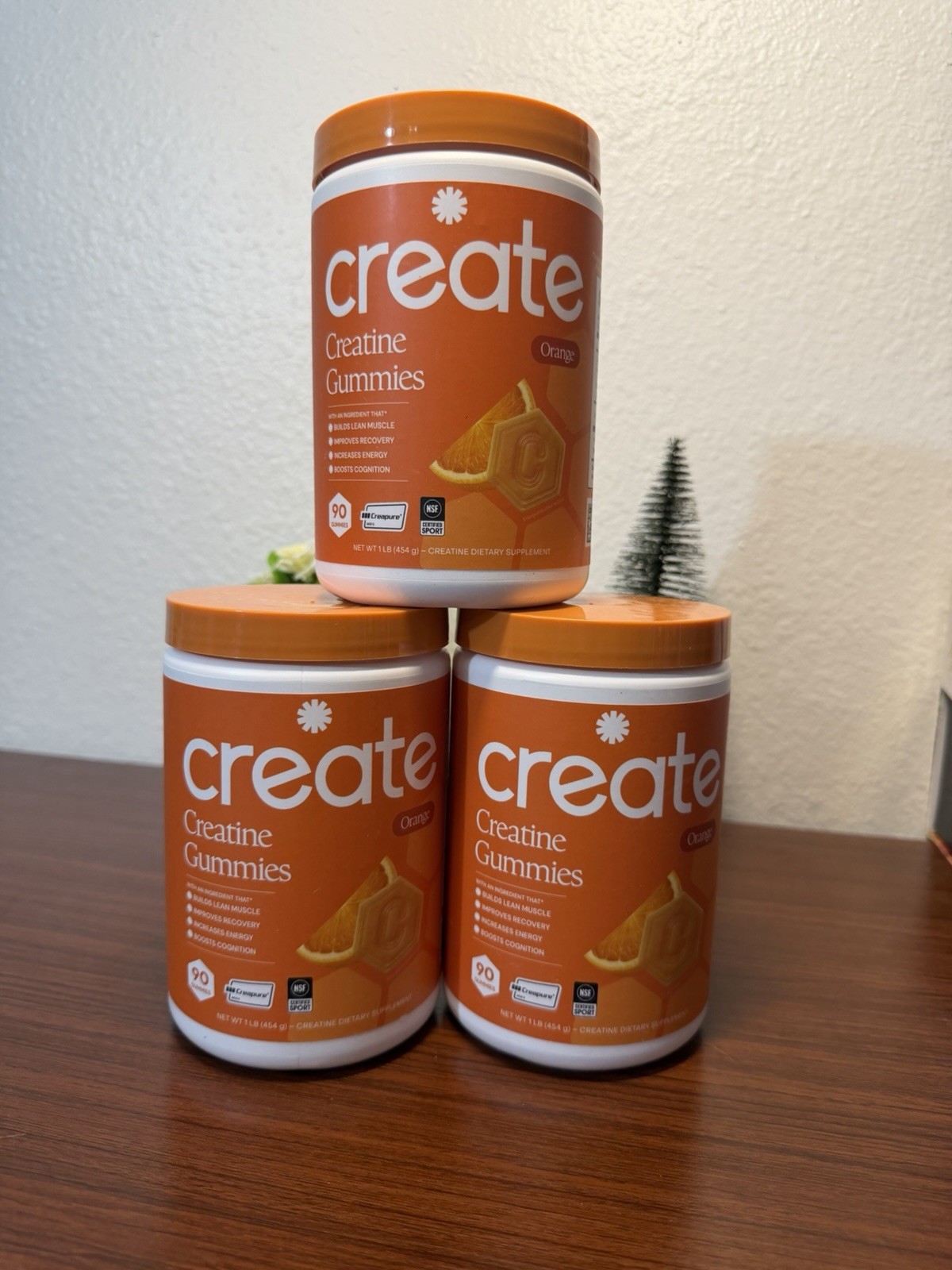 Create Creatine Gummies Orange Flavor 90 Count Creapure NSF Certified Sport