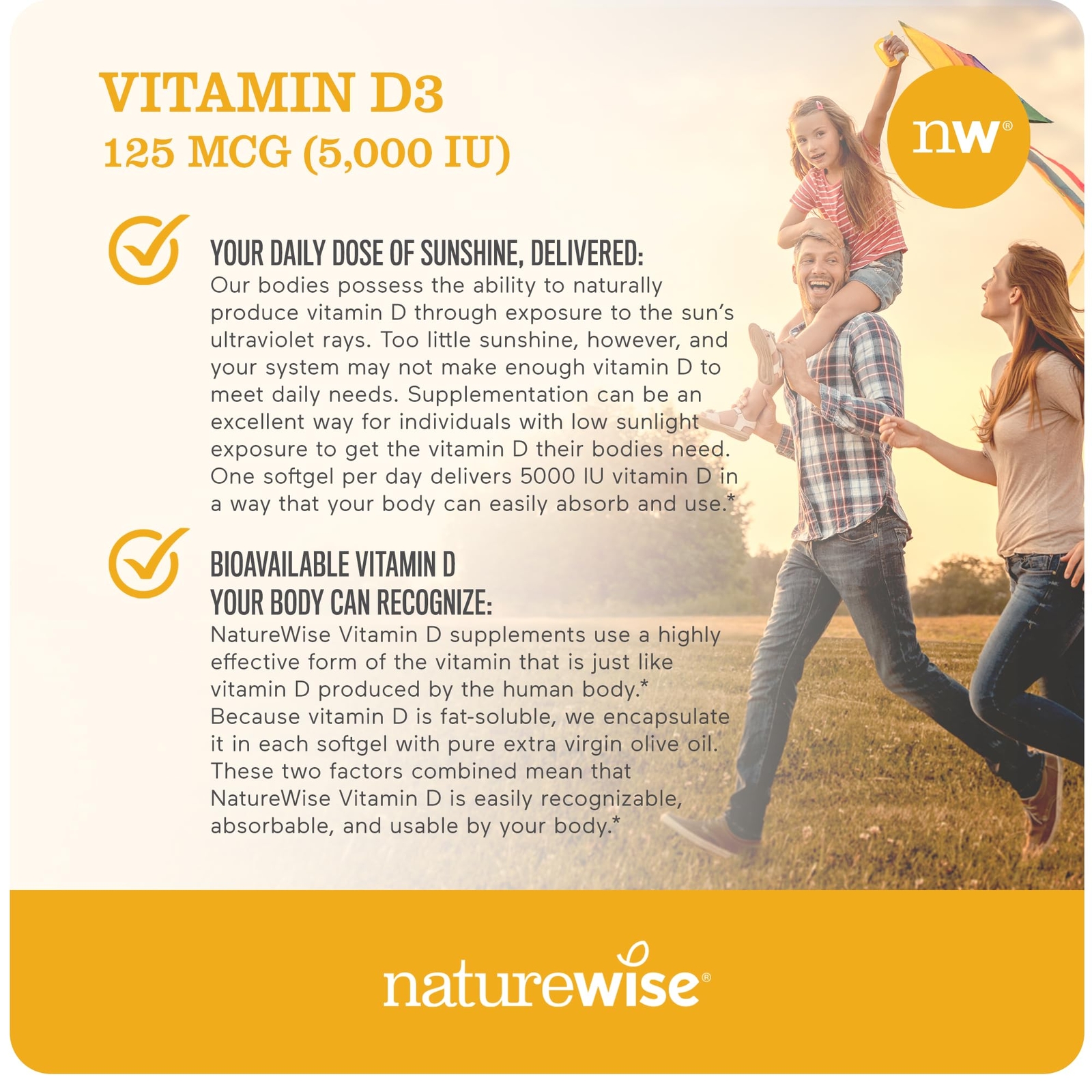 NatureWise Vitamin D3 5000iu (125 mcg) 1 Year Supply for Healthy Muscle Funct…