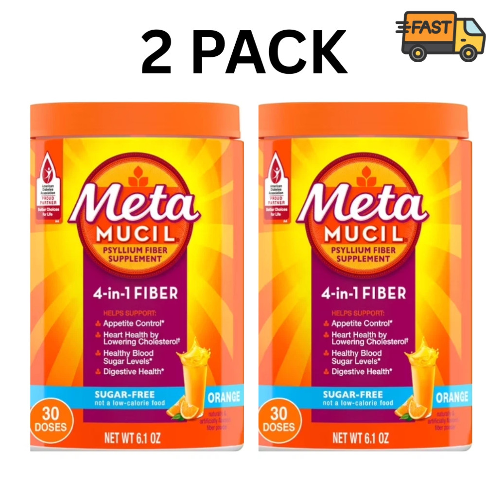 Metamucil Sugar-Free Orange Fiber Supplement 6.1 oz, Pack of 2