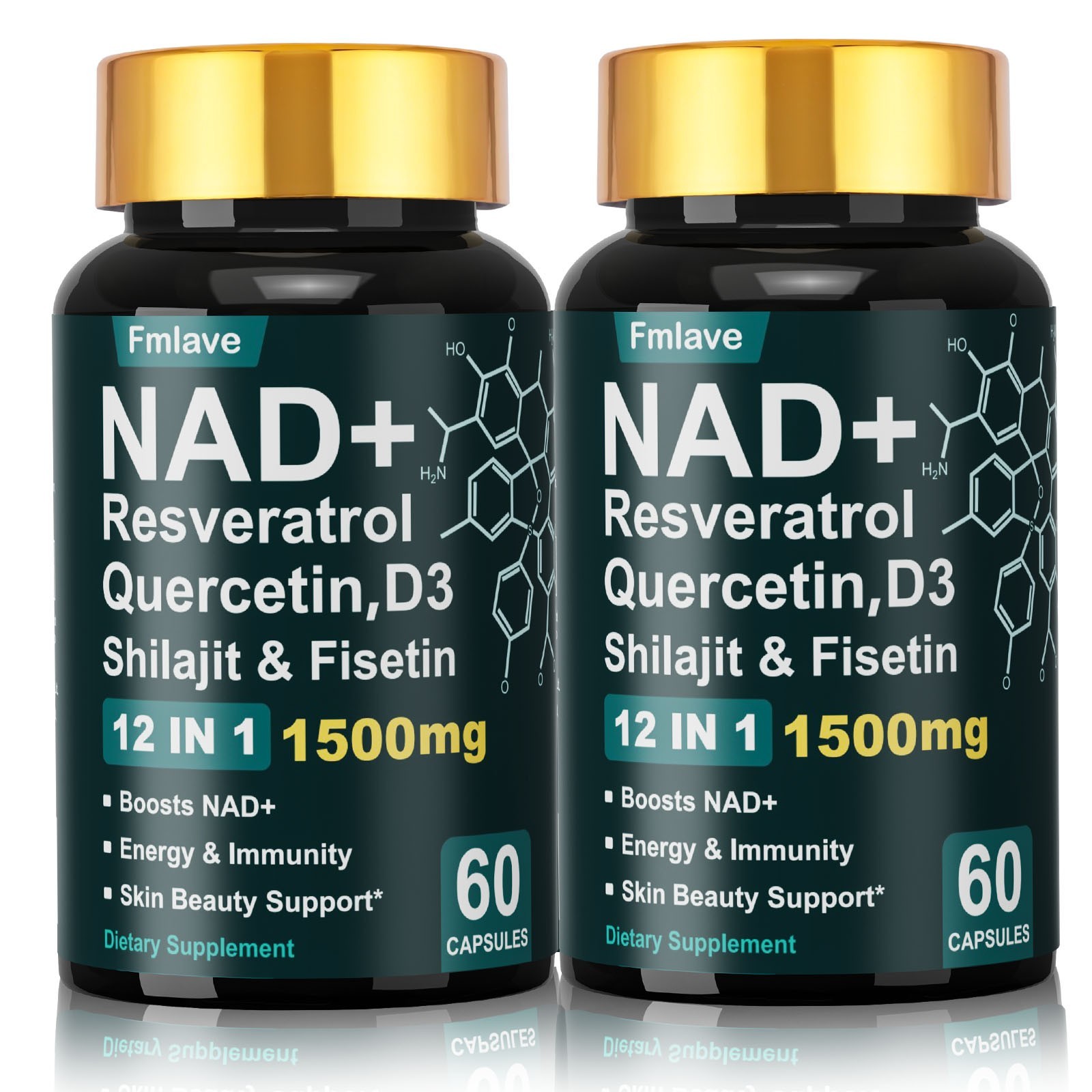 2x NAD+ ADVANCED Supplement for Anti-Aging Energy Focus Nicotinamide Resveratrol