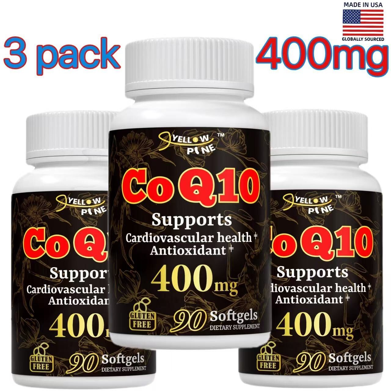 🦃Yellow Pine🦃3 PACK , 400mg CoQ10 High-Strength
