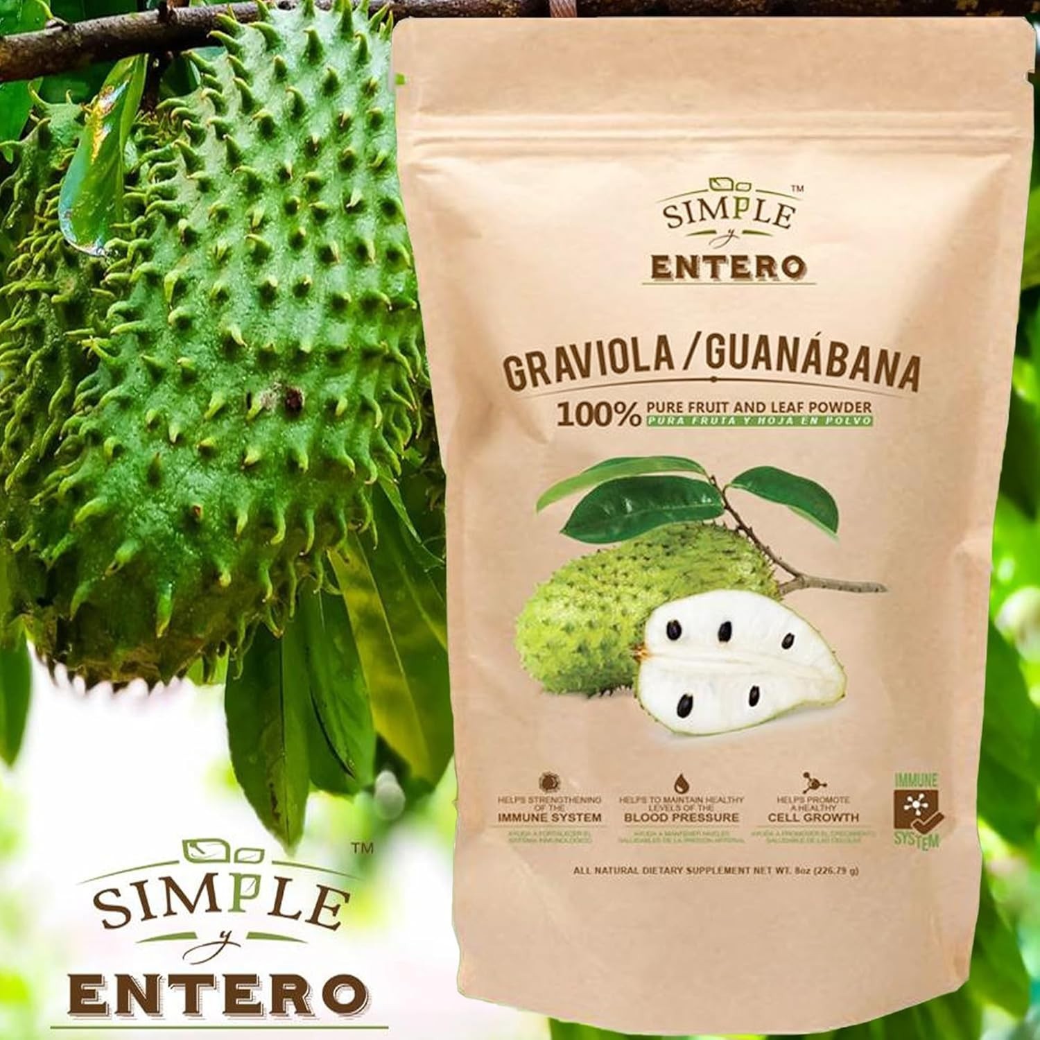 100% Pure Graviola Powder, Organic Soursop Supplement 8 oz for Digestive Health