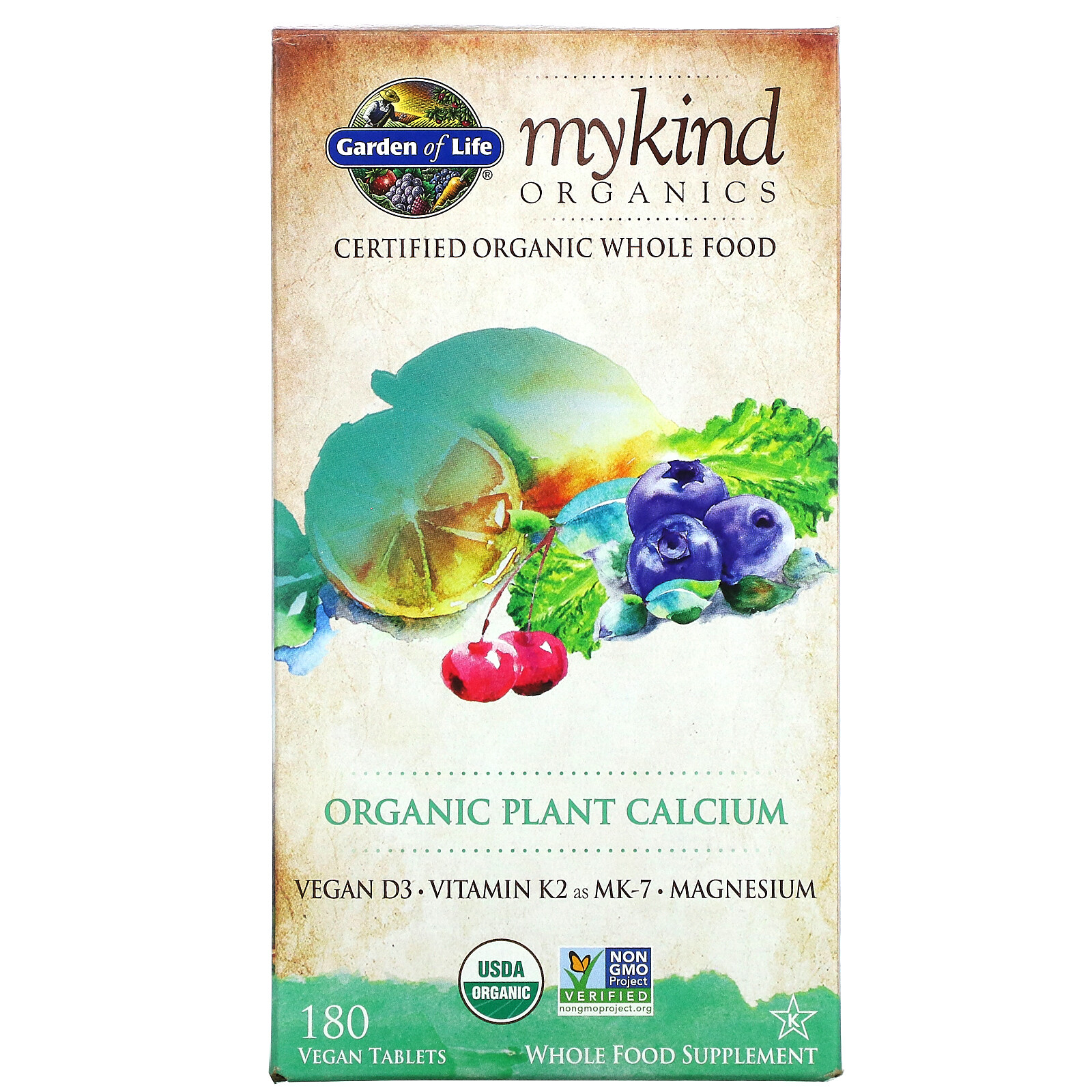 MyKind Organics, Organic Plant Calcium, 180 Vegan Tablets
