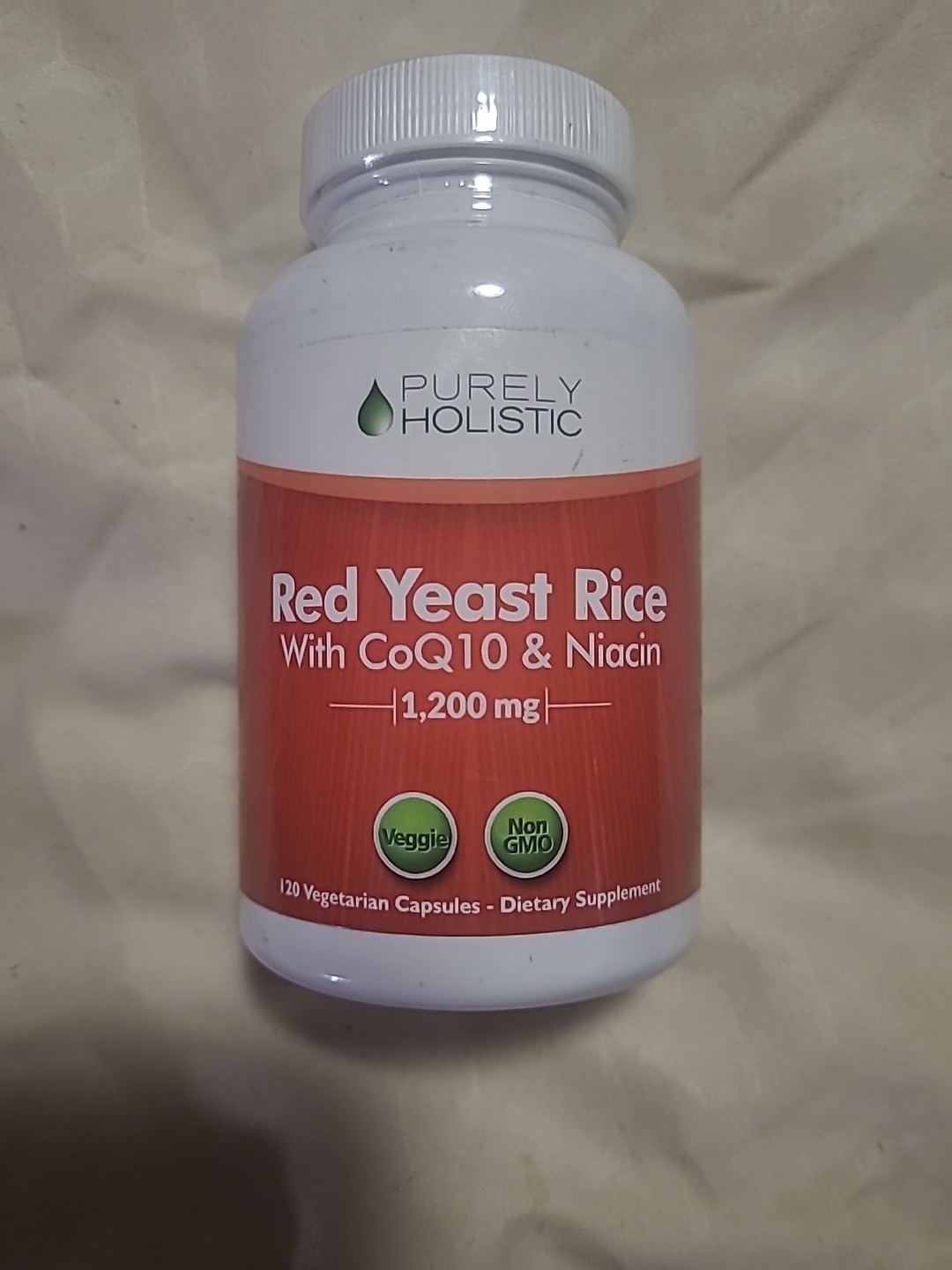 Red Yeast Rice1200mg CoQ10 Niacin 1200mg Ct 120 Vegetarian Capsules Exp:09/2027