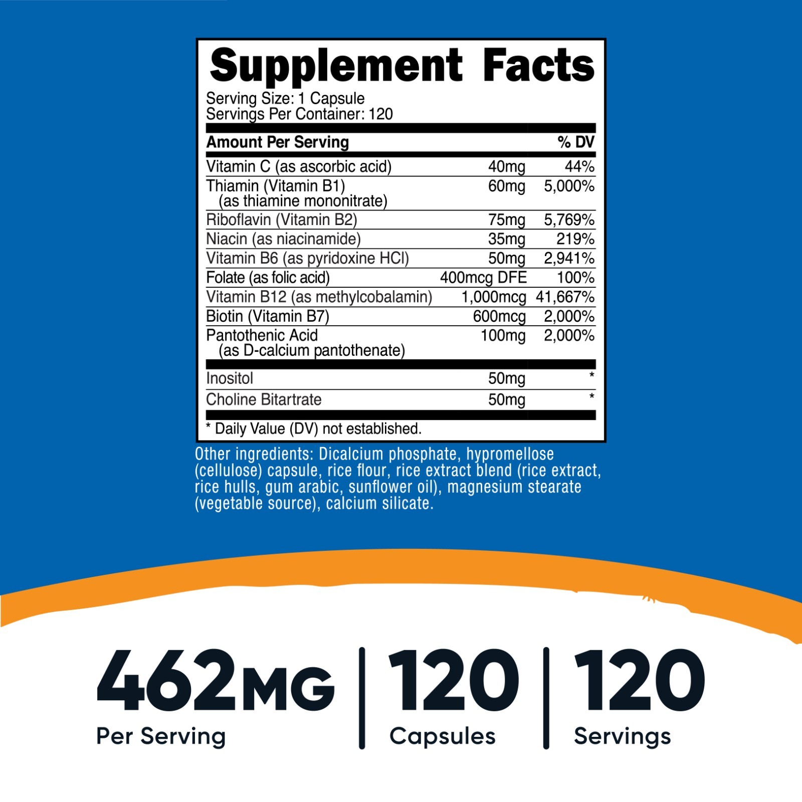 Nutricost Vitamin B Complex 460mg, 120 Capsules With Vitamin C – High Potency
