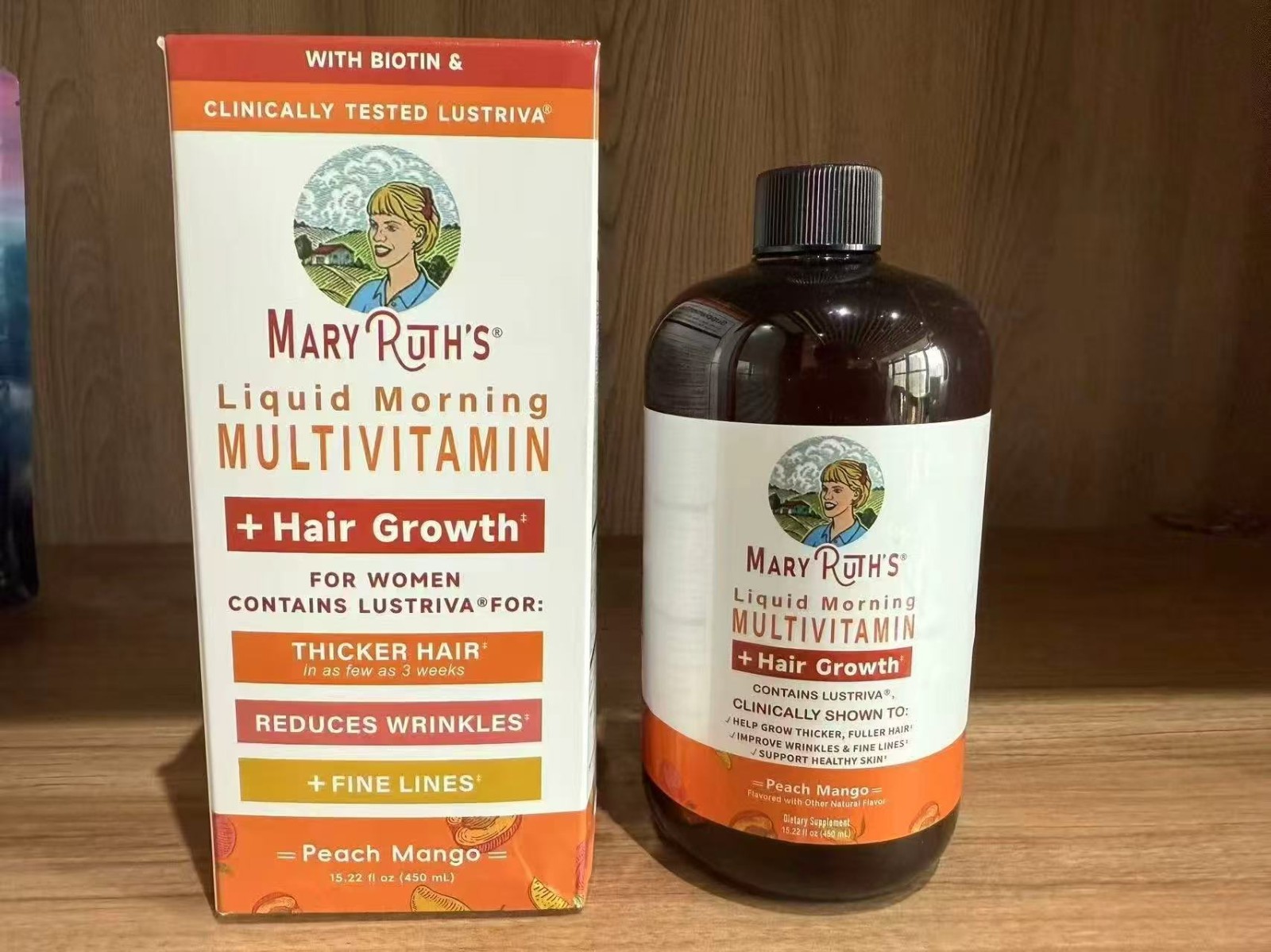 Ruth’s Mary Liquid Morning Multivitamin + Hair Growth Peach Mango 15.22OZ