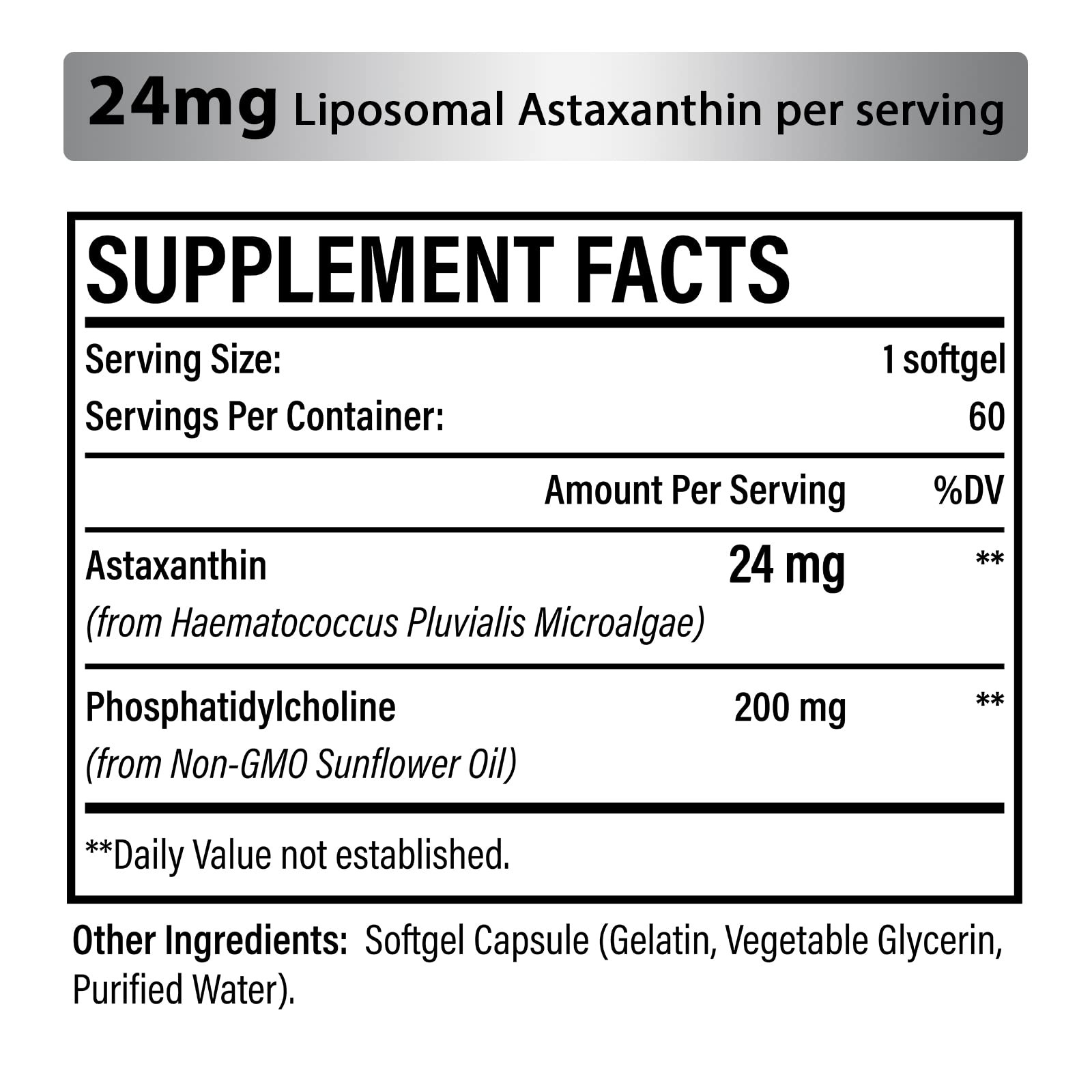 Liposomal Astaxanthin Supplement 24 MG, Maximum Absorption, Antioxidant Stron…