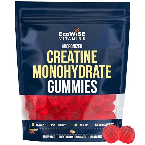 Creatine Monohydrate Gummies 5000mg Strawberry Sugar Free Vegan 120ct