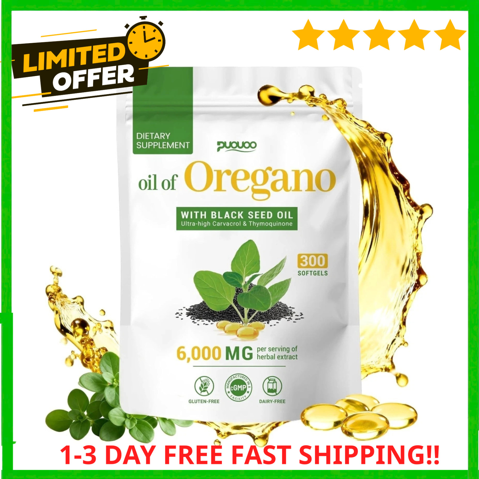 Resilia Oil Of Oregano With Black Seed Oil 6,000MG 300 Softgels (Fast Delivery)