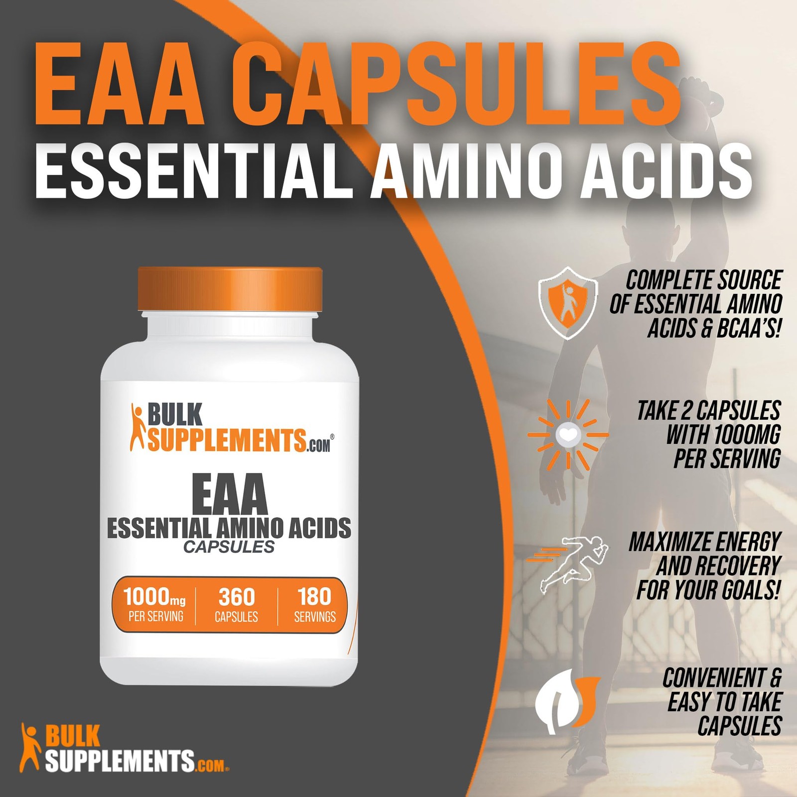 Eaa Capsules 360 Count Essential Amino Acids Protein Supplement Bcaas Sugar Free
