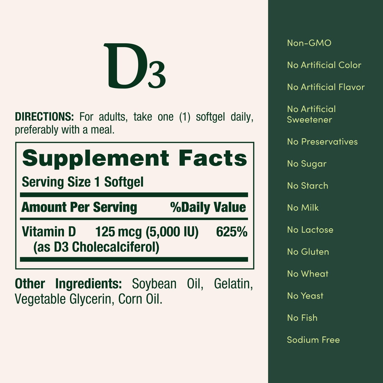 Nature’s Bounty Vitamin D3 5000 IU Softgels, Rapid 240 Count (Pack of 1)