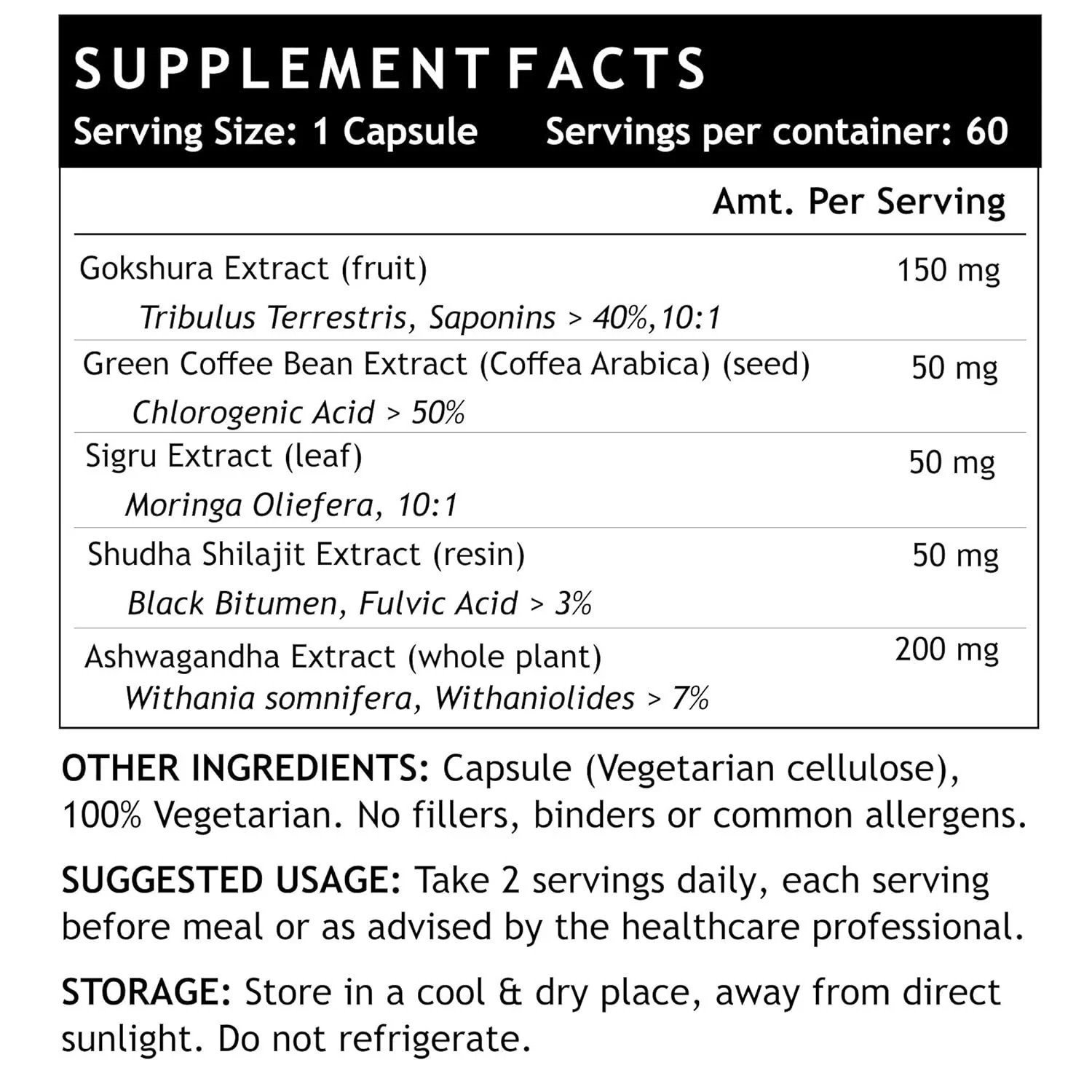 INLIFE Energy Booster Supplement | Shilajit Ashwagandha Tribulus Green 60cap m29