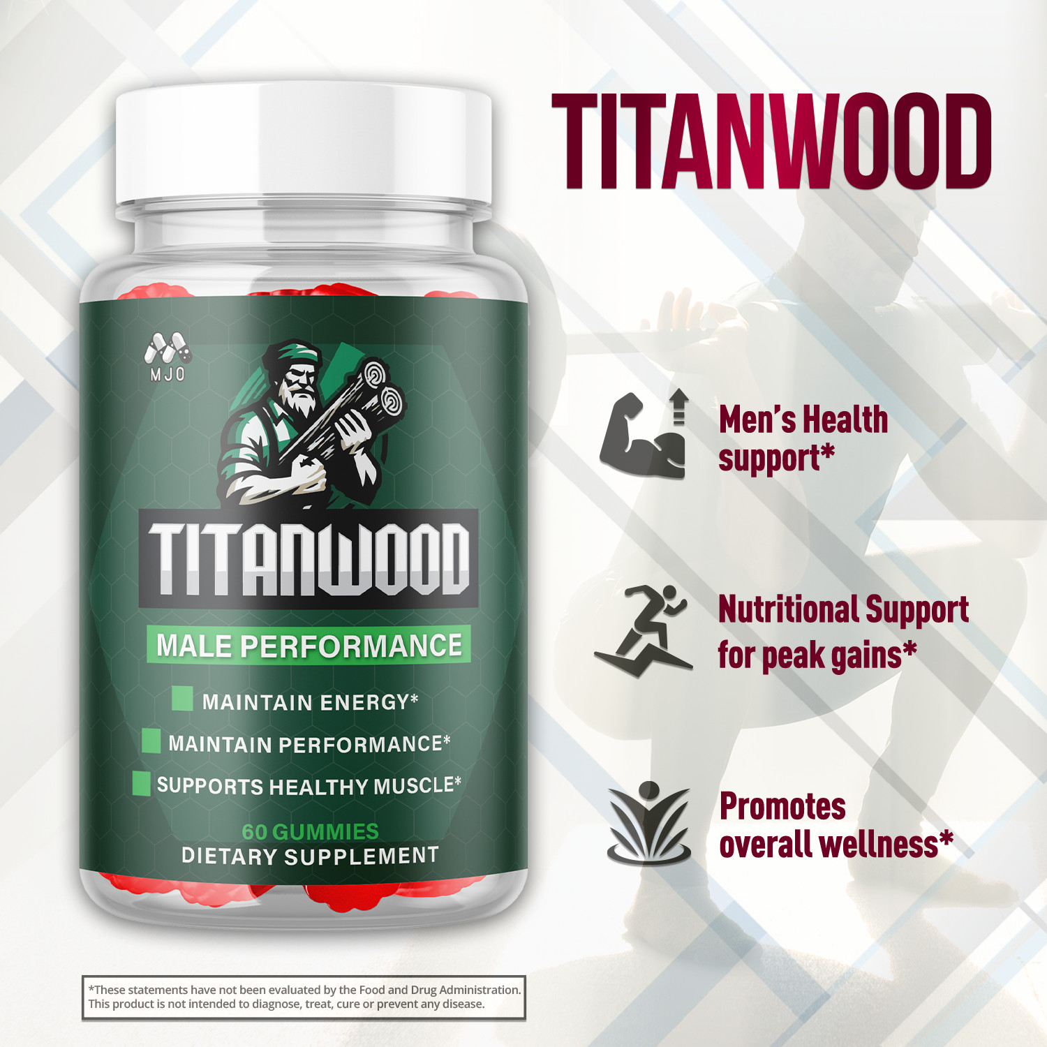 (5 Pack) Titanwood Male Gummys Advanced Male Support Supplement 300 Gummies