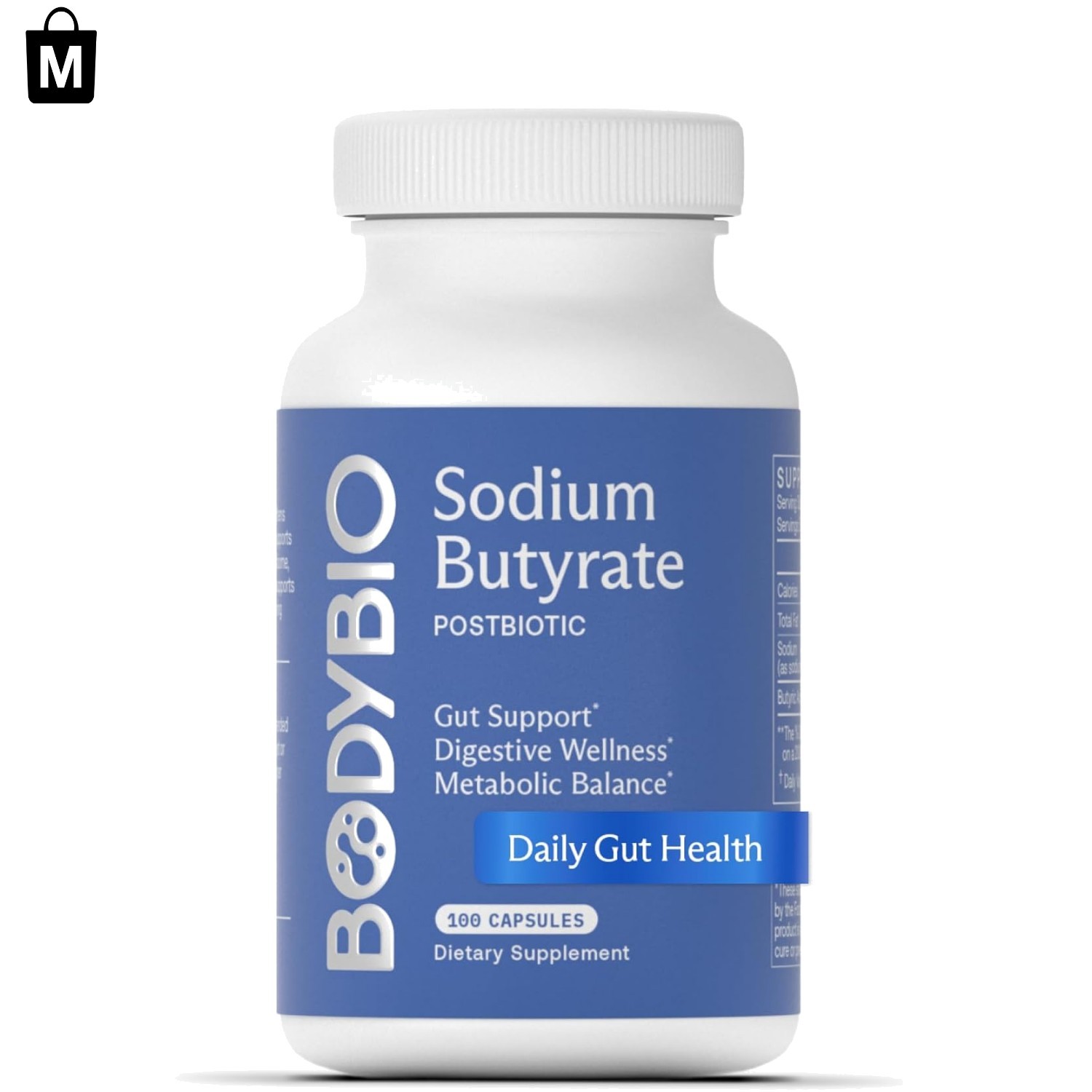 Butyrate Sodium Postbiotic – 100 Count Capsules for Gut & Digestive Health