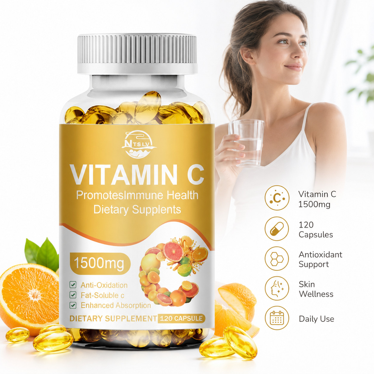 Vitamin C 1500mg 120 Capsules Antioxidant Immune Support