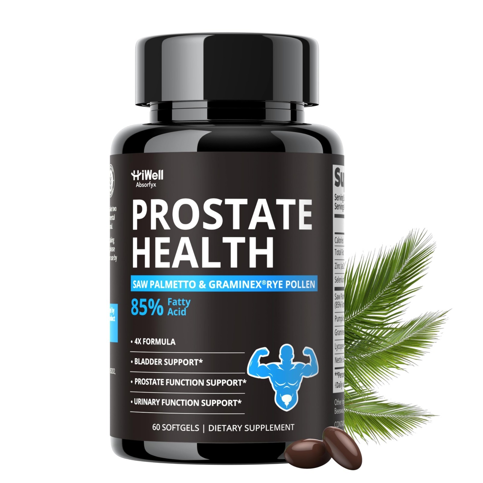 Prostate Health Supplements for Men – Saw Palmetto DHT Blocker, 60 Softgels