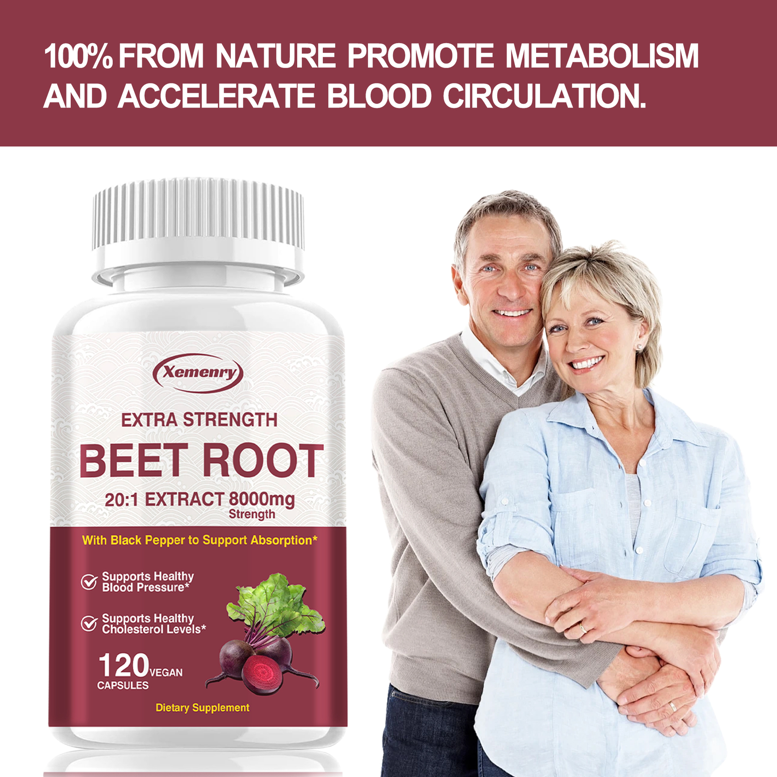 Extra Strength Beet Root 20:1 Extract Capsules – Heart & Blood Pressure Support
