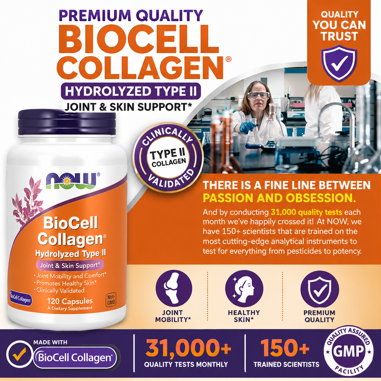 NOW Foods BioCell Collagen Hydrolyzed Type II – 120 Capsule