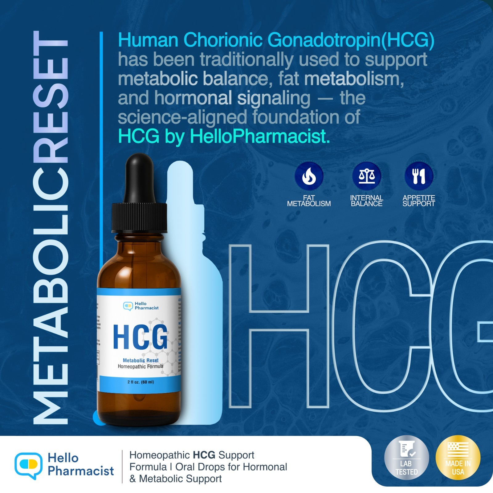 Hellopharmacist hcg-metabolic reset diet drops weight management supplement 2oz