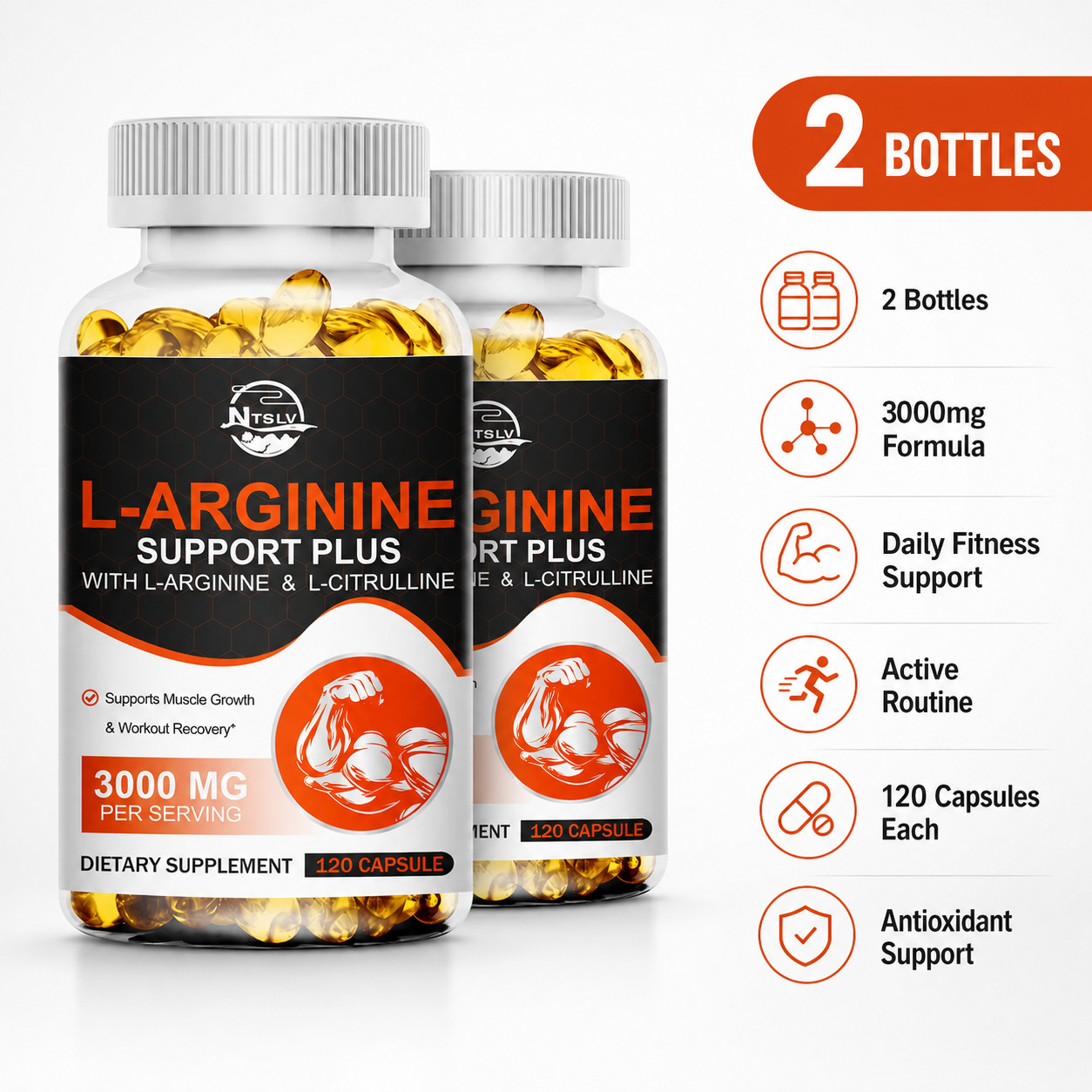 2 Bottles Acetyl L-Carnitine 3000mg Pills Weight Management Support