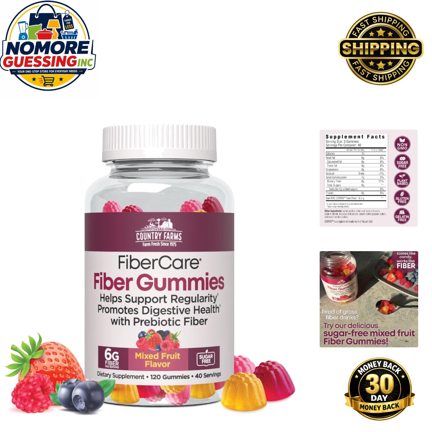 Enhance Gut Health with Fiber Care Gummies – 120 Sugar-Free Mixed Fruit Treats