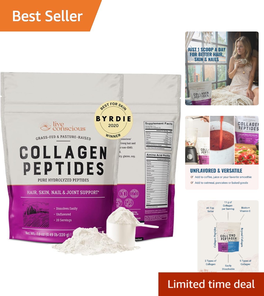 Hydrolyzed Collagen Powder — Keto & Paleo Friendly, Unflavored, 20 Servings