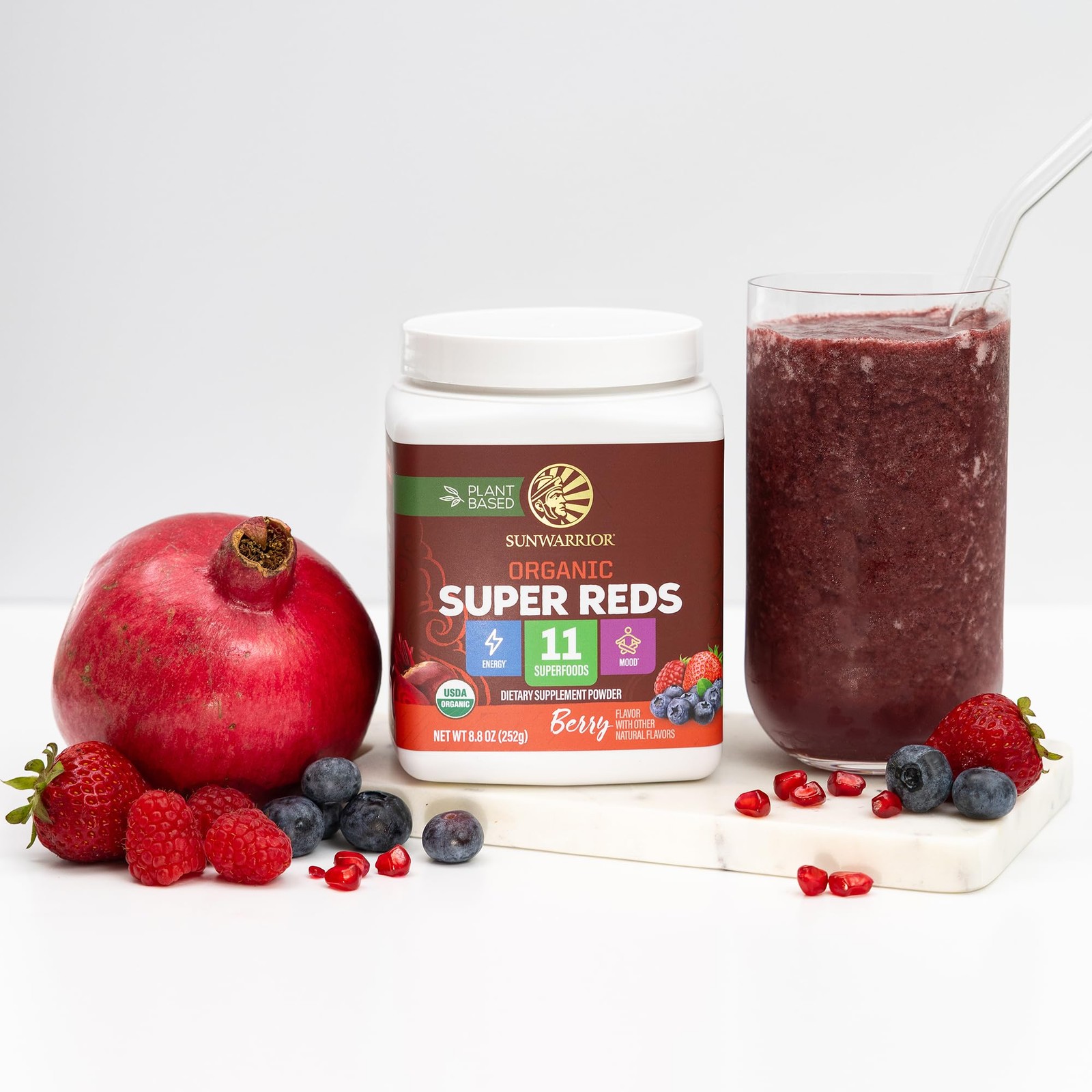 Organic Super Reds Powder 11 Superfoods with Beet Root, Berries, Reishi & Cor…