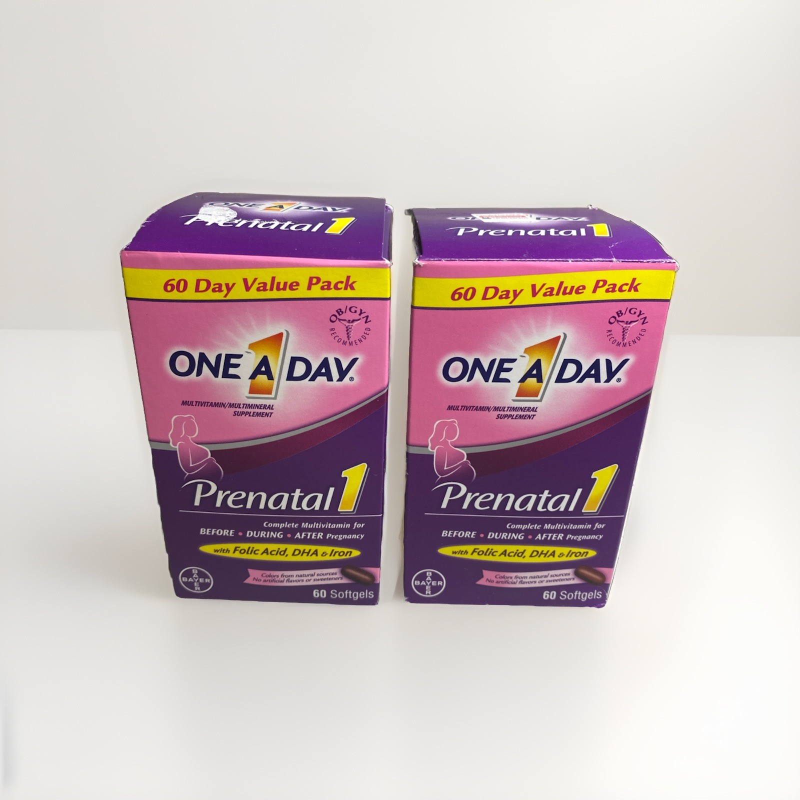 2x One A Day Prenatal 1 Complete Multivitamin 60 Softgels EXP2025/09-04/2024.New