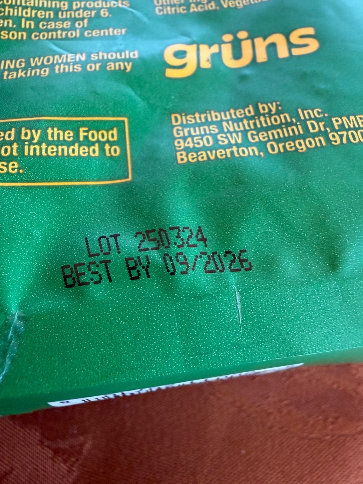 Gruns superfoods green gummies 28-8 count packs Expires 9/26