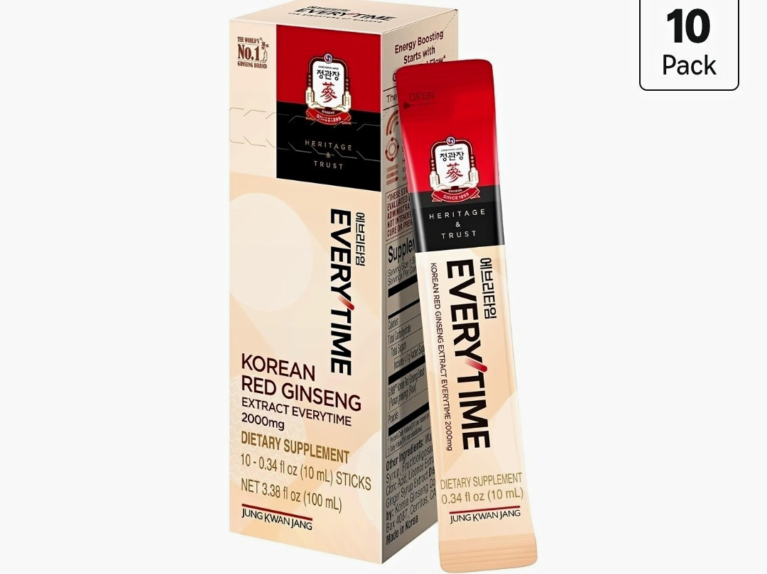 Jung Kwan Jang Everytime Korean Red Ginseng Extract 2000mg 10 Sticks Non-GMO