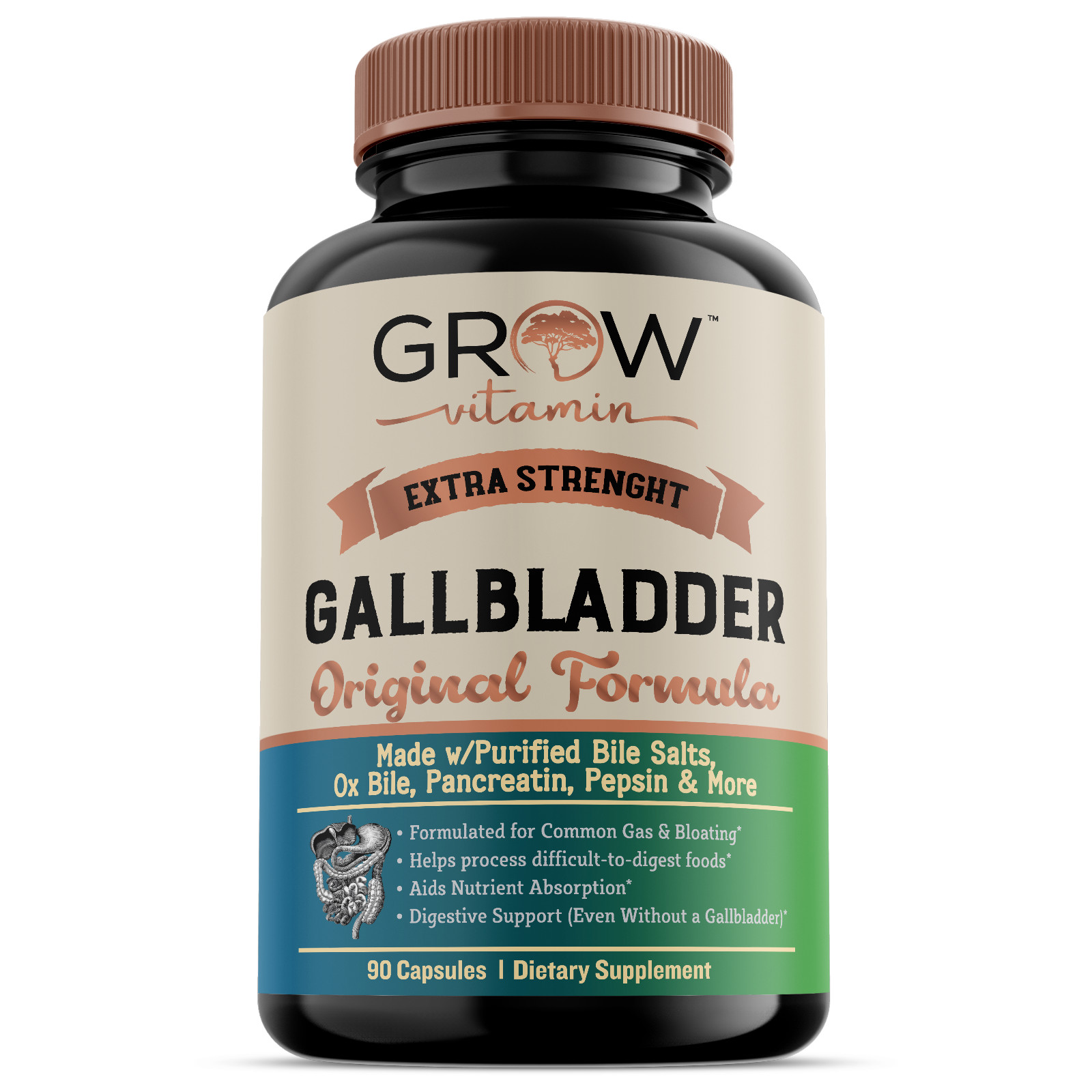 Gallbladder Formula Made w/Purified Bile Salts & Ox Bile Digestive Enzymes, 90CT