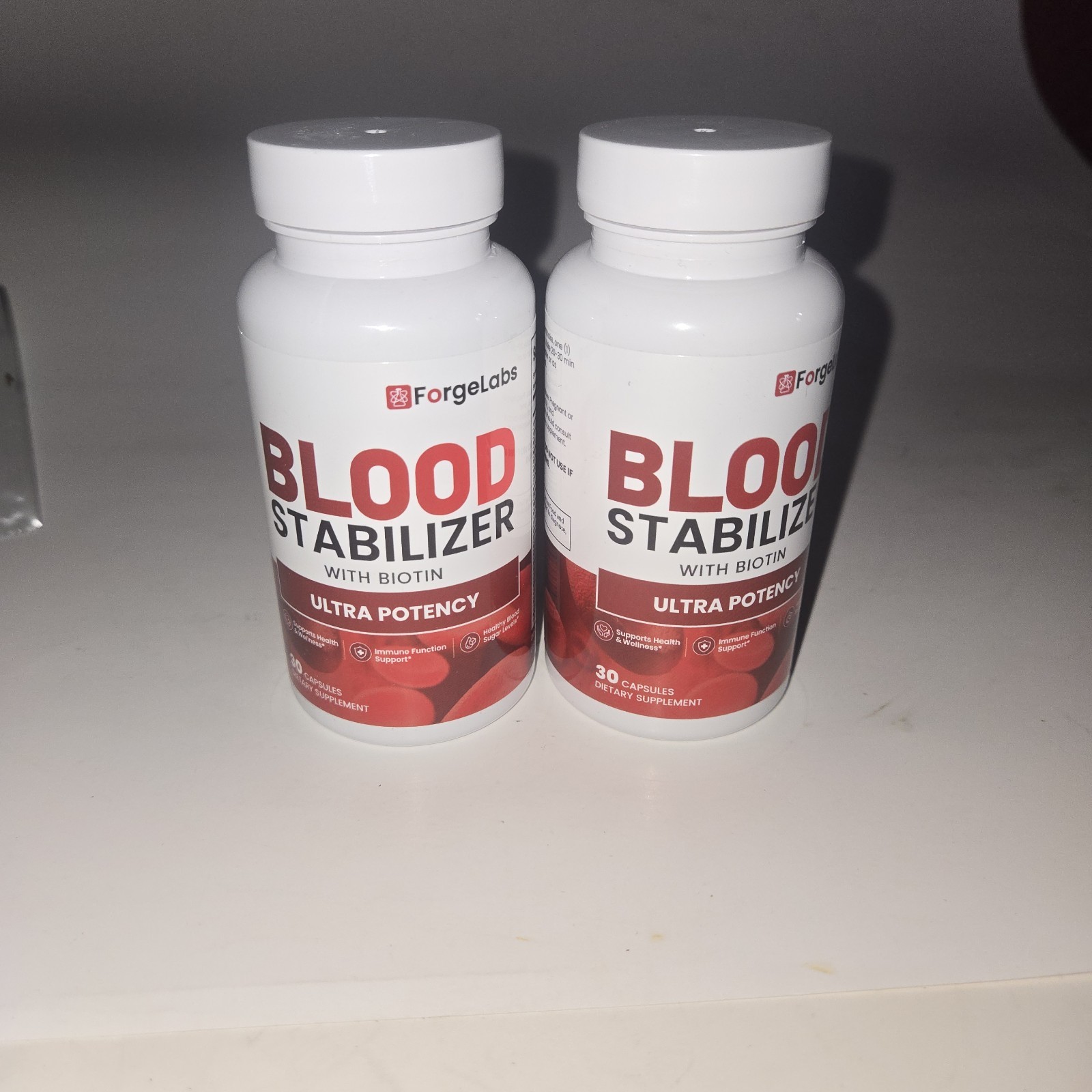 2 Bottles Forgelabs Blood Stabilizer Biotin Ultra Potency Pills 30 Caps Exp06/27