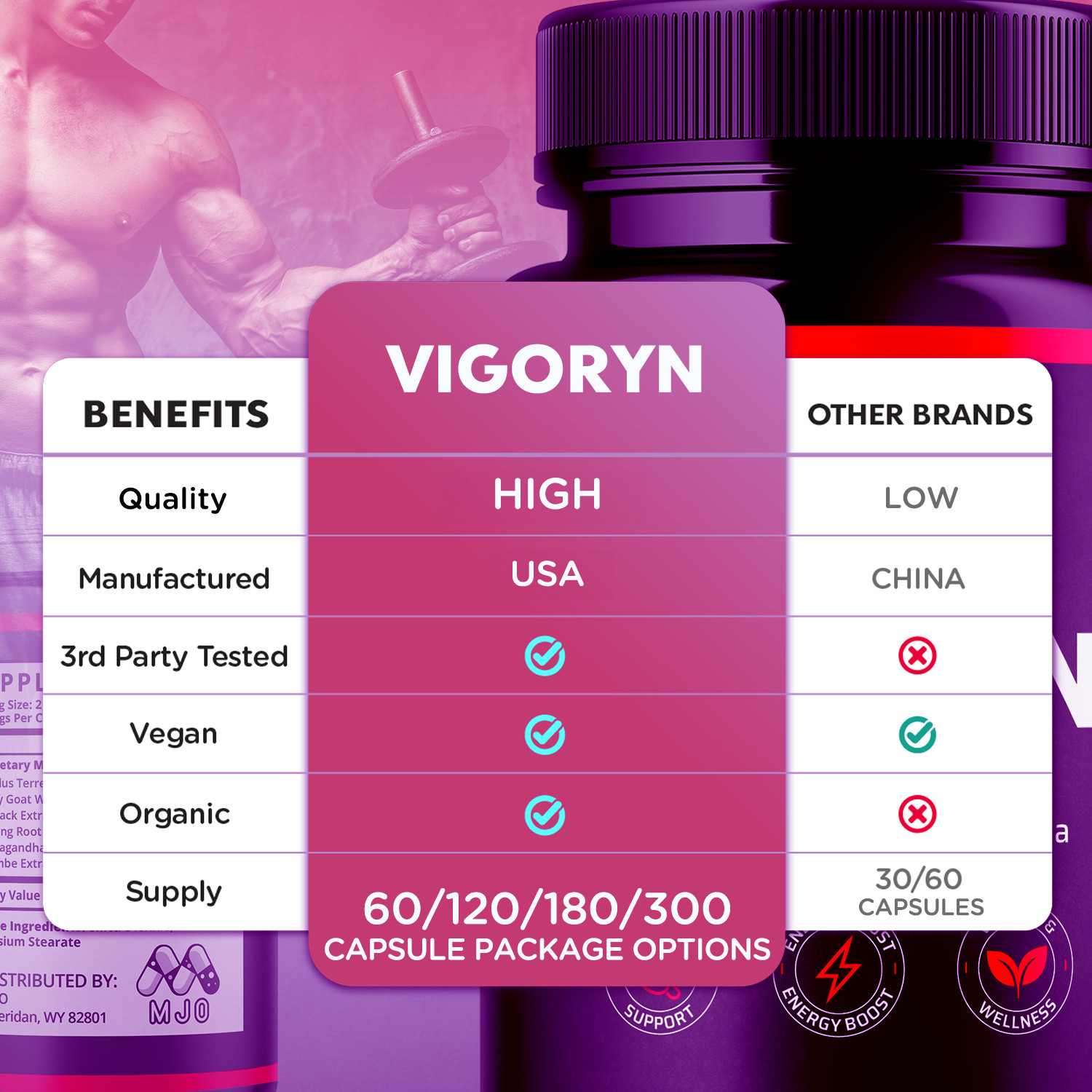 (5 Pack) Vigoryn Advanced Male Health Support Supplement Vigo Ryn 300 Capsules
