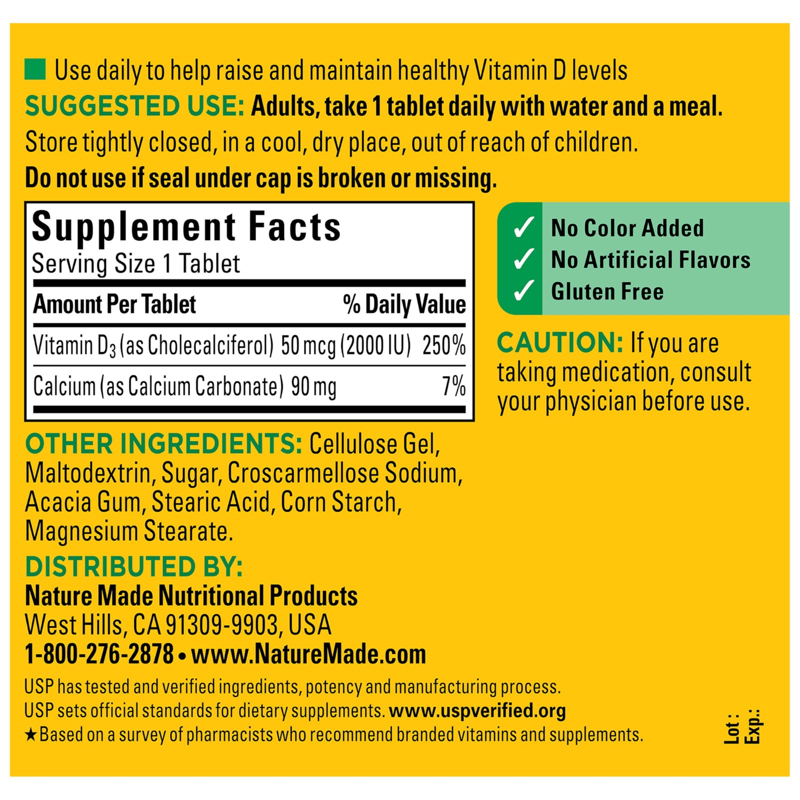 Nature Made Vitamin D3 2000 IU (50 mcg), 400 Count (Pack of 1), 400
