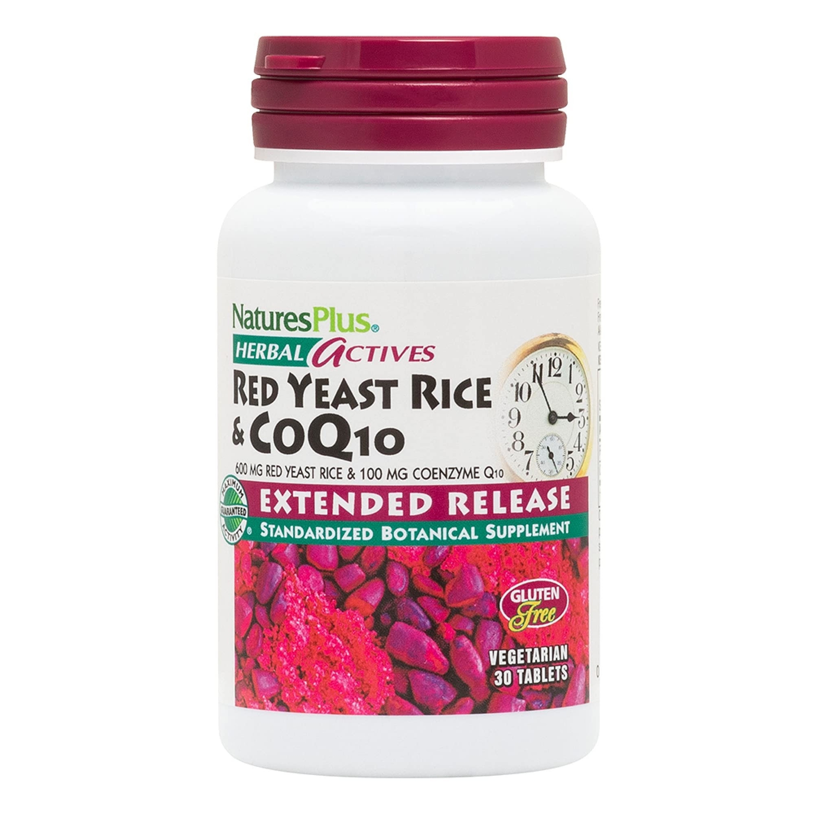 NaturesPlus Herbal Actives Red Yeast Rice 600mg & CoQ10 100mg, Extended Relea…