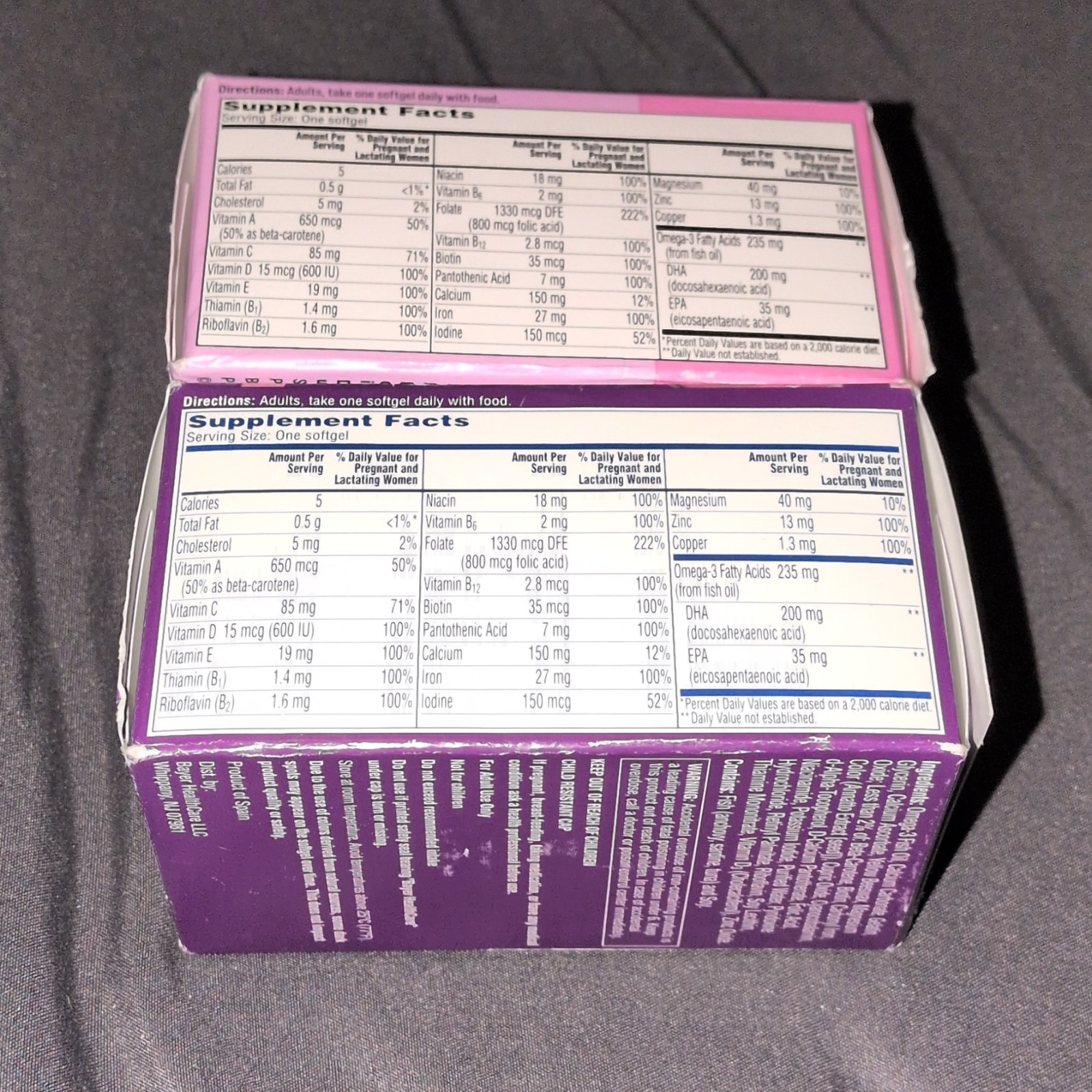 One A Day Prenatal 1 Multivitamin DHA Folic Acid Iron 60 Softgels (2) Exp 12/26
