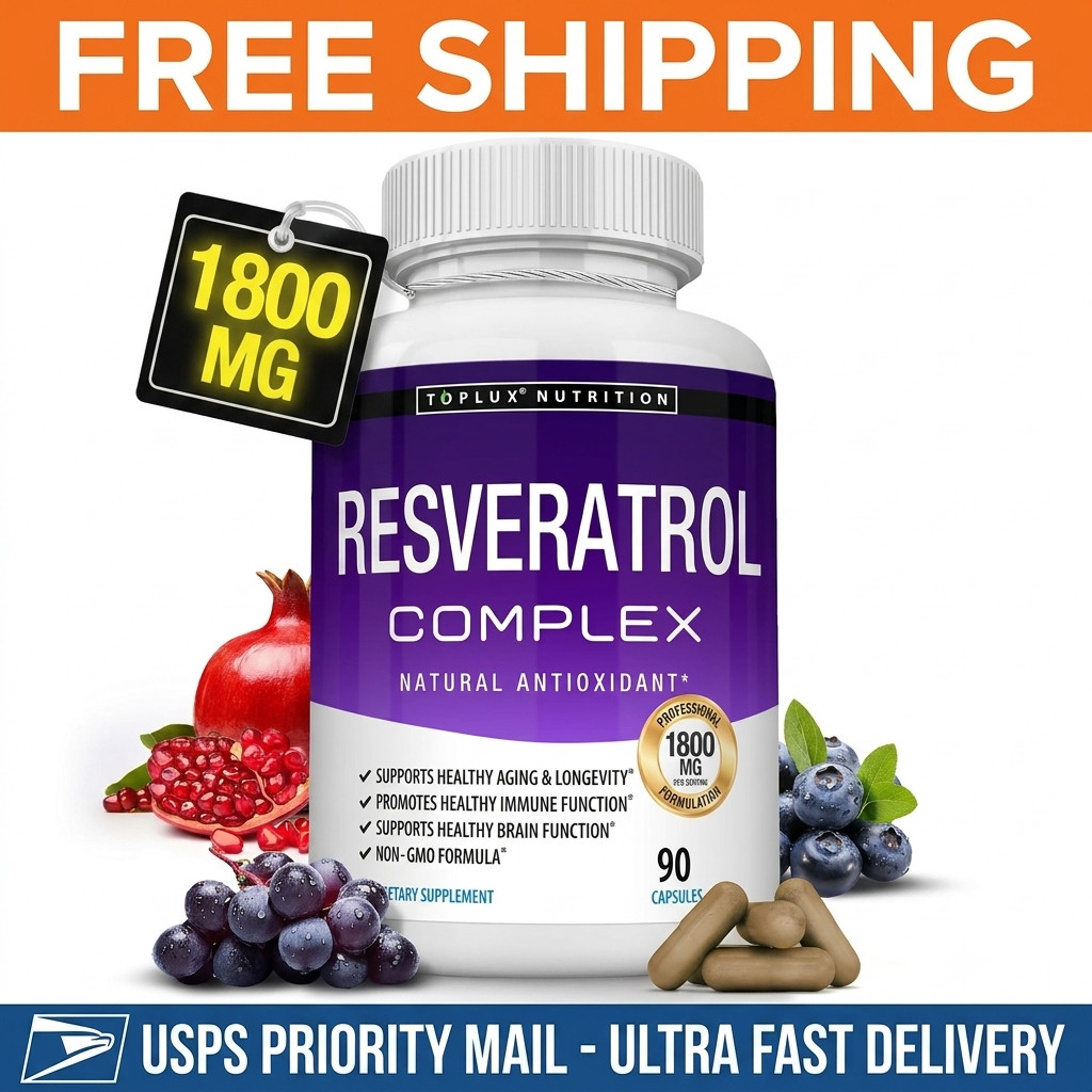 Resveratrol Supplement 1800mg –Antioxidant for Cellular Health & Anti-Aging