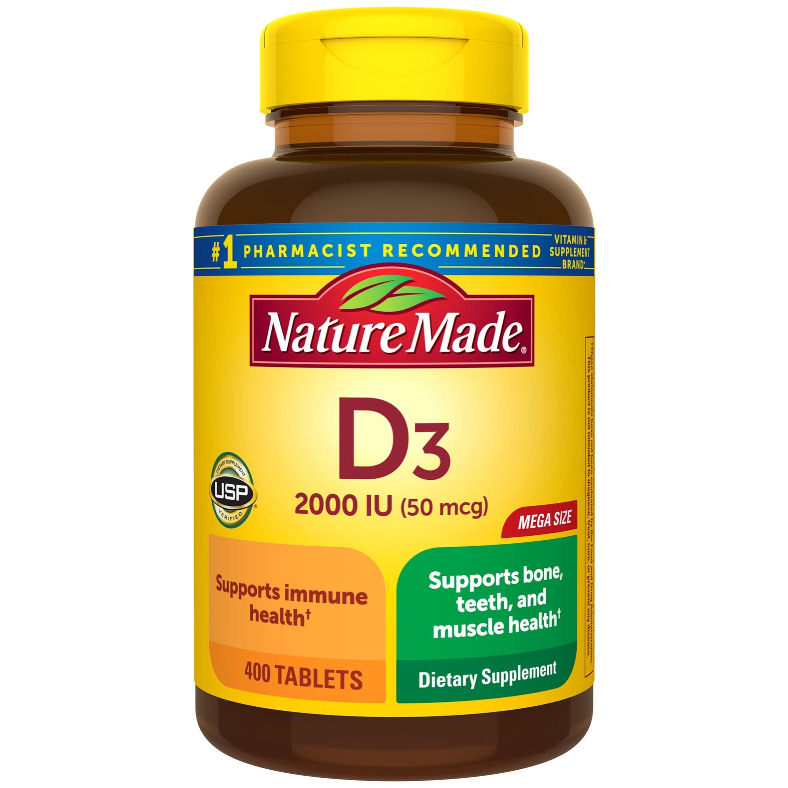 Nature Made Vitamin D3 2000 IU (50 mcg), 400 Count (Pack of 1), 400