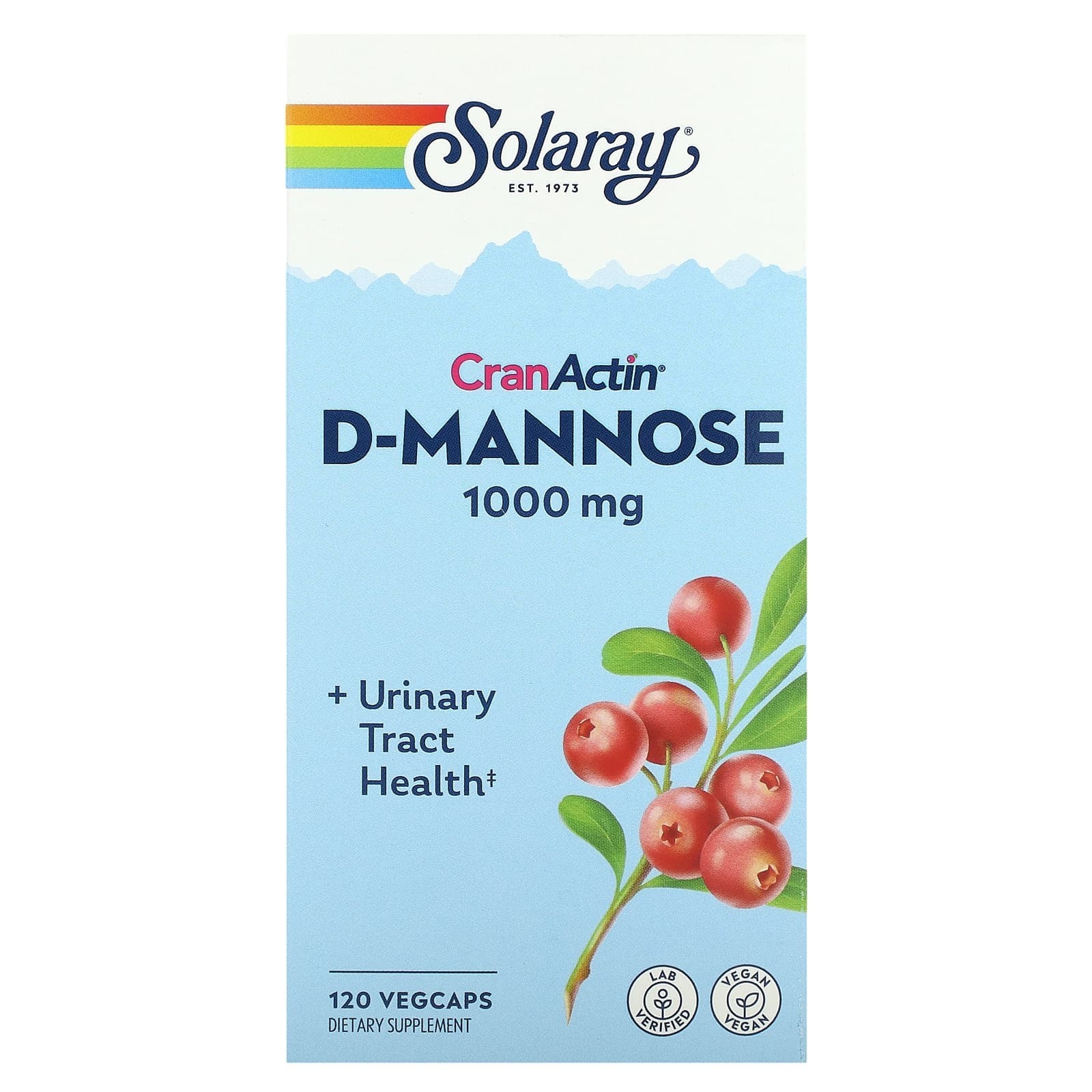 Solaray D-Mannose 1000mg + CranActin, 120 vegcaps