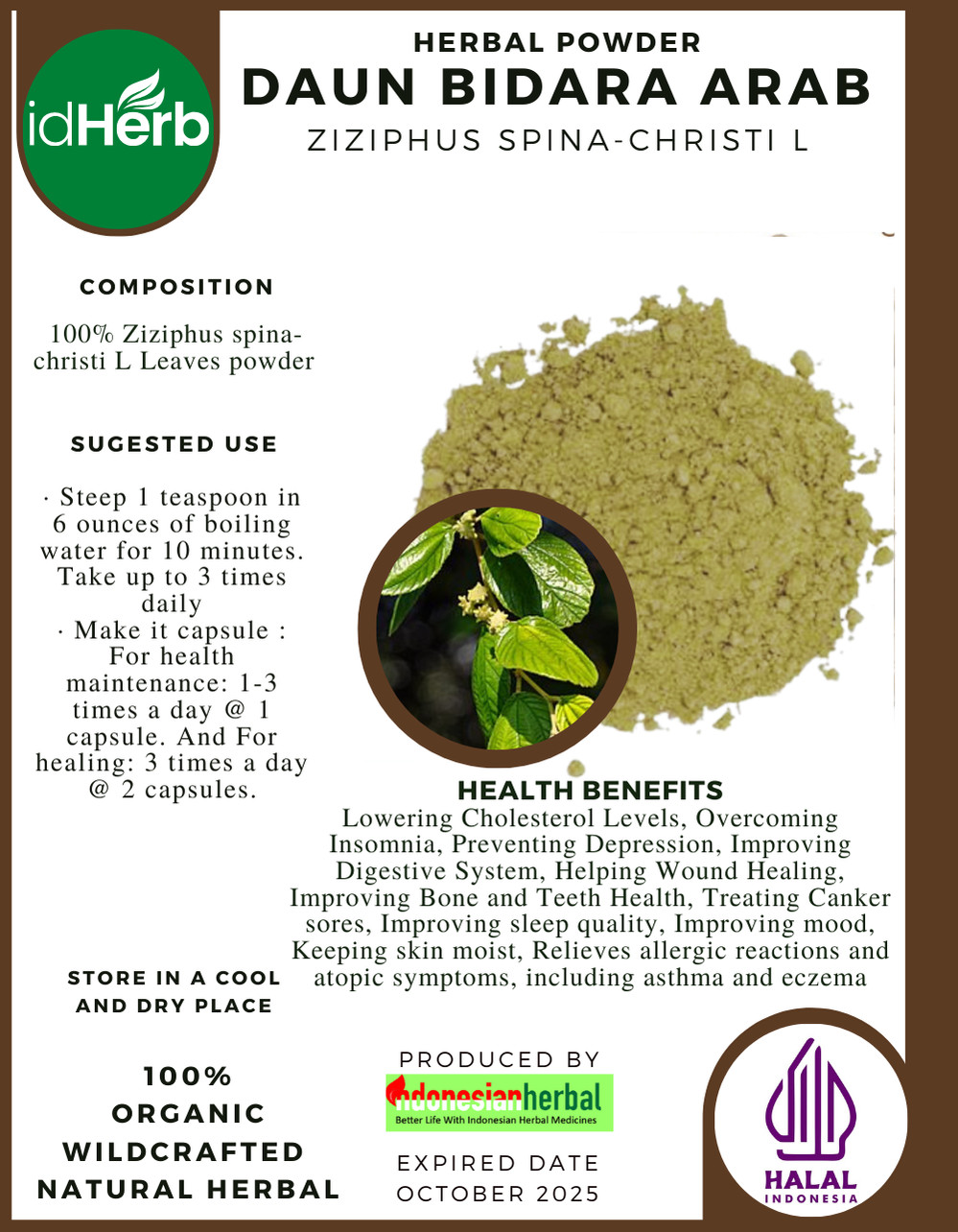 [idHerb] 50-500 gram Powder Christ’s Thorn Jujube Ziziphus Spina-Christi L