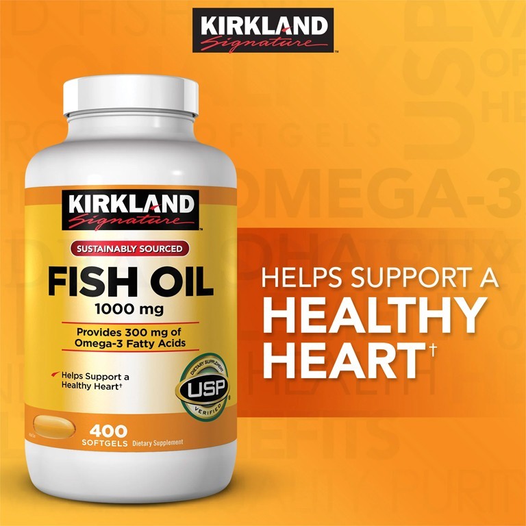 Kirkland Signature Fish Oil 1000 mg. Supports Healthy Heart – 400 Softgels