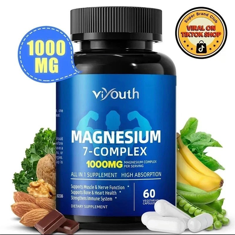 Viyouth Magnesium 7 Complex Capsules 60 Count Sleep Support Bone Health.**