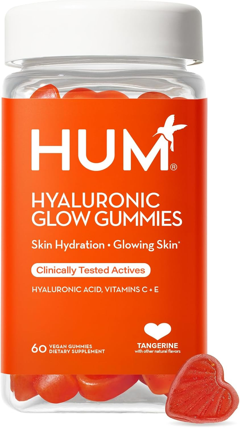 HUM Hyaluronic Glow Gummies – Hydrating Skin Supplement – 60 Count Expires 02/27
