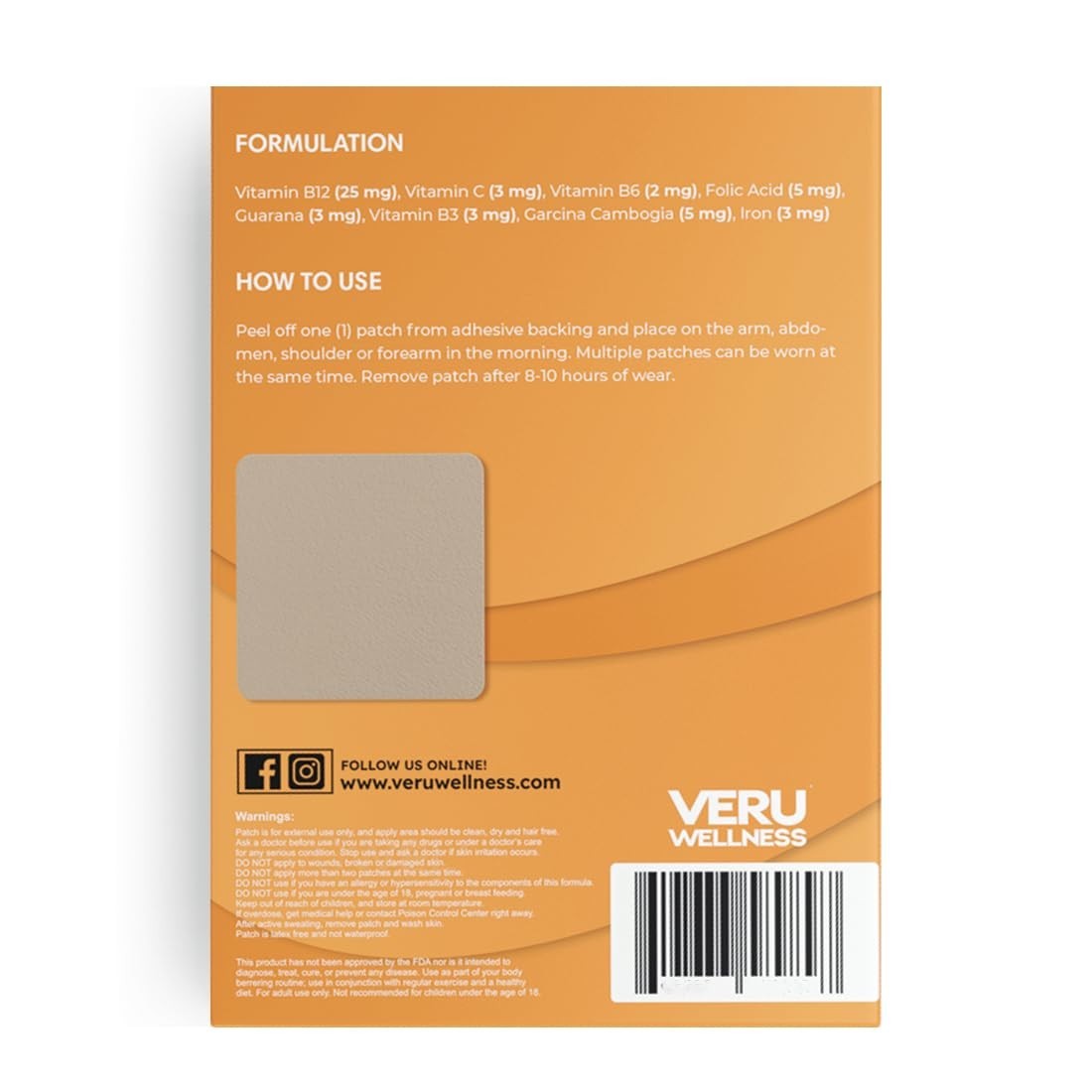 Natural B12 Energy Patch – Self-Adhesive Time Release with Garcinia – 60 Days Su