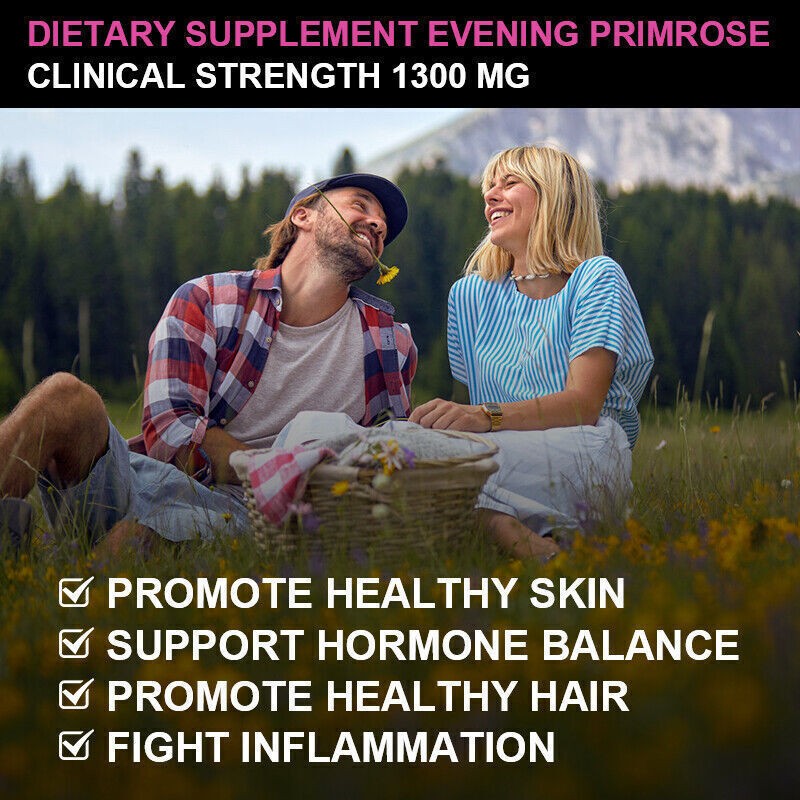 Evening Primrose Oil Capsules 1300MG with GLA -Anti-Aging,Whitening 240 Softgels