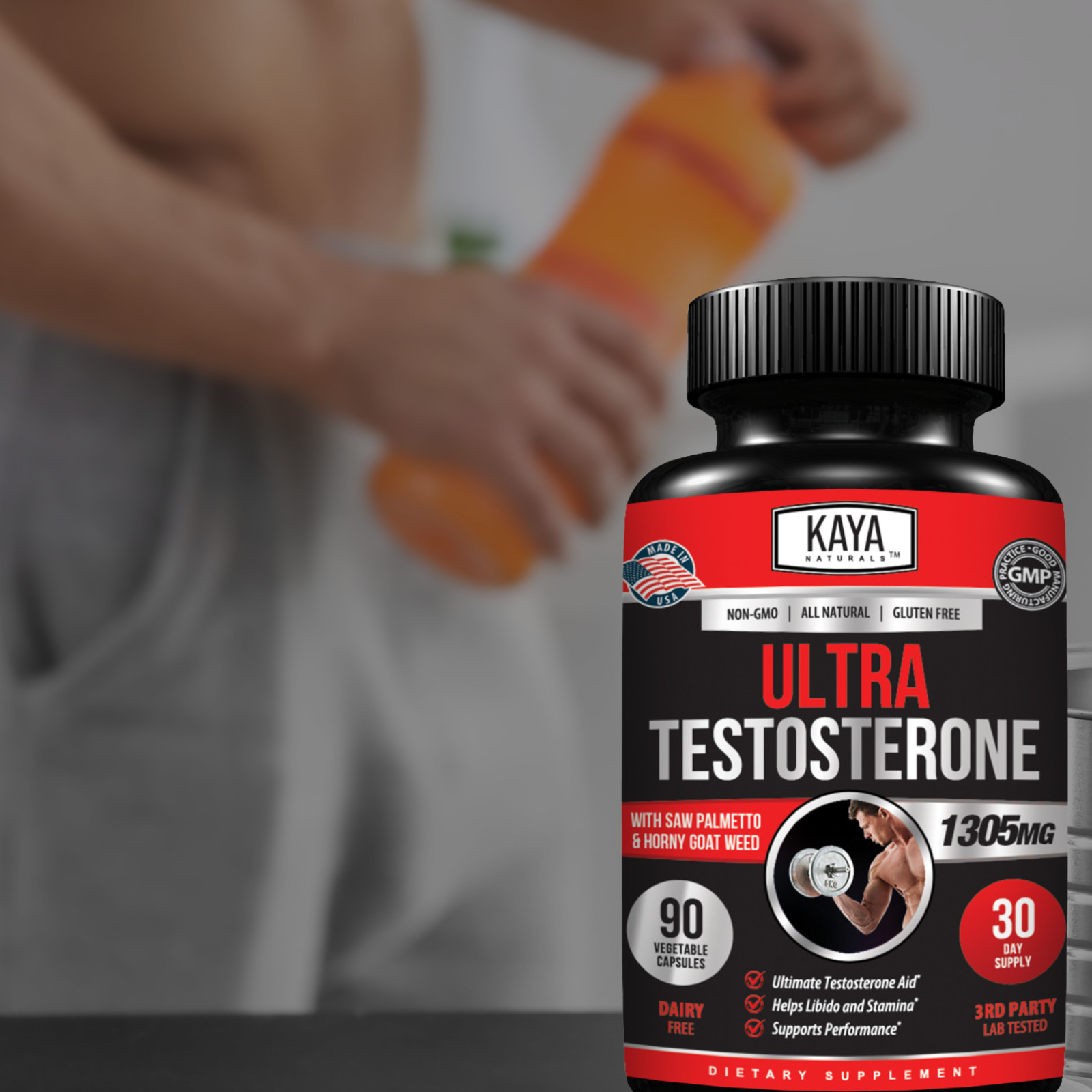 Natural Testosterone Booster 90ct Magnesium Zinc Tribulus Horny Goat Weed
